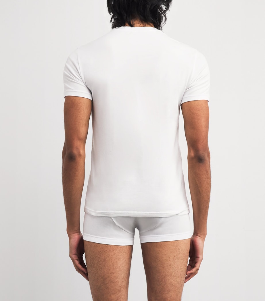 Stretch-Cotton Eagle Logo V-Neck T-Shirt U0002 WHITE Image 3