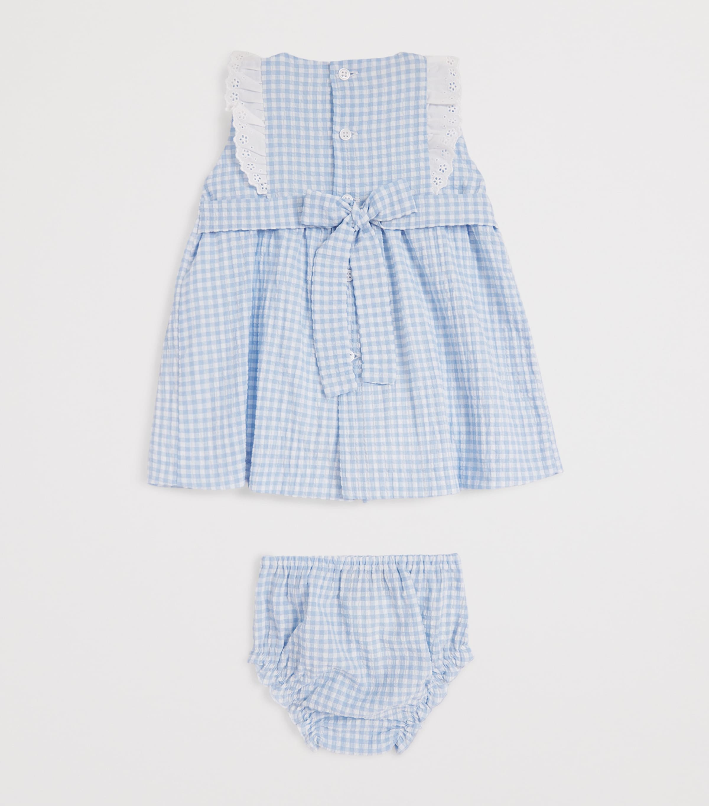 Cotton-Blend Gingham Dress and Bloomers Set (3-36 Months) 801 T1698 SKY BLUE Image 2