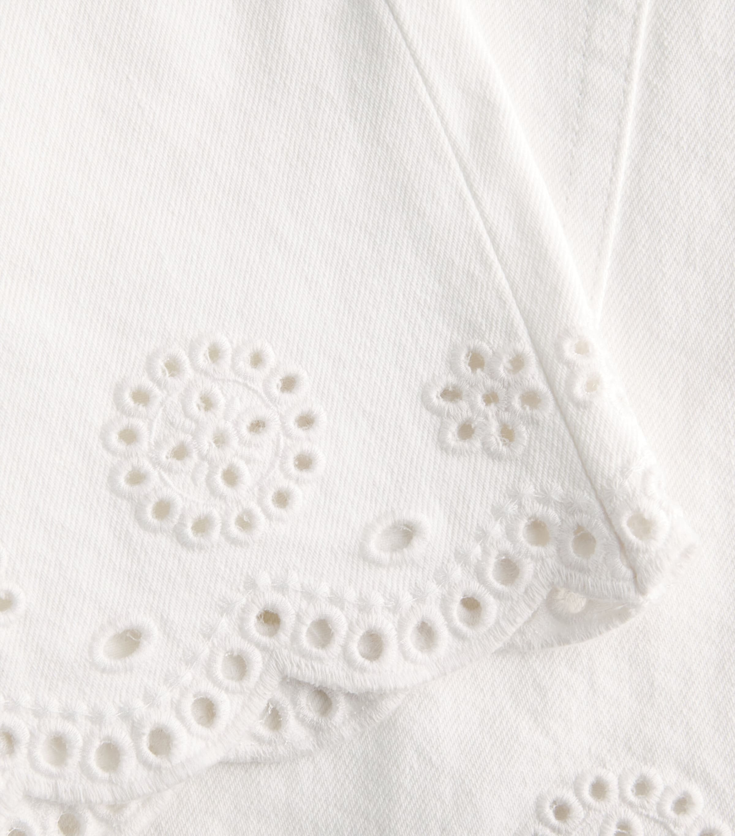 FRAME Womens The Eyelet Long Hang Denim Shorts White Image 6
