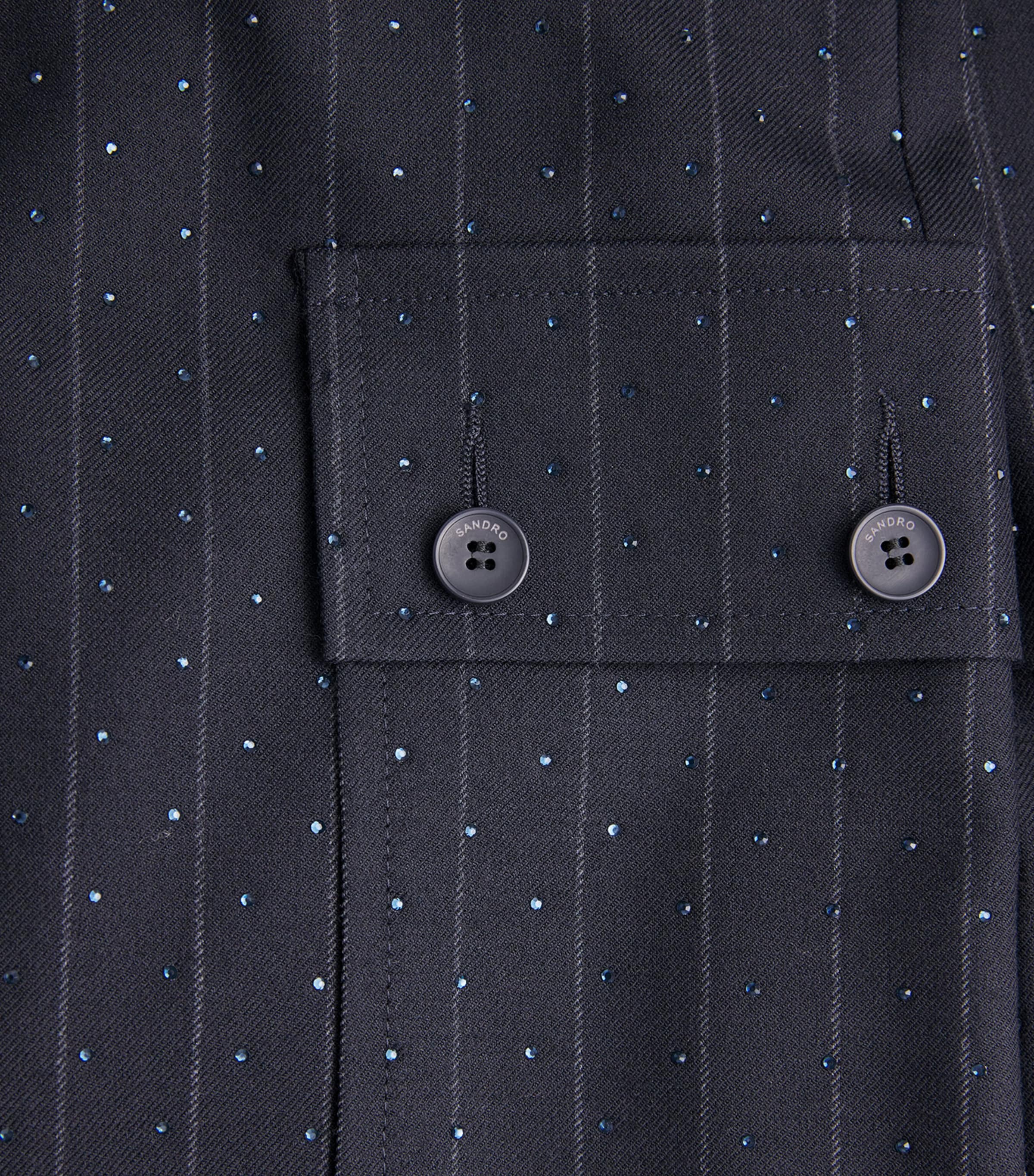 Embellished Wide-Leg Tailored Shorts NAVY BLUE Image 5