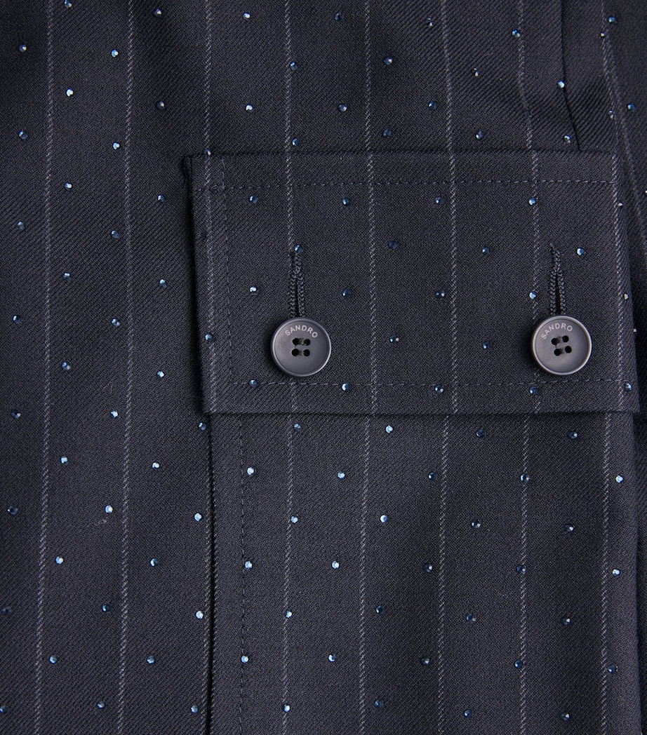 Embellished Wide-Leg Tailored Shorts NAVY BLUE Image 5