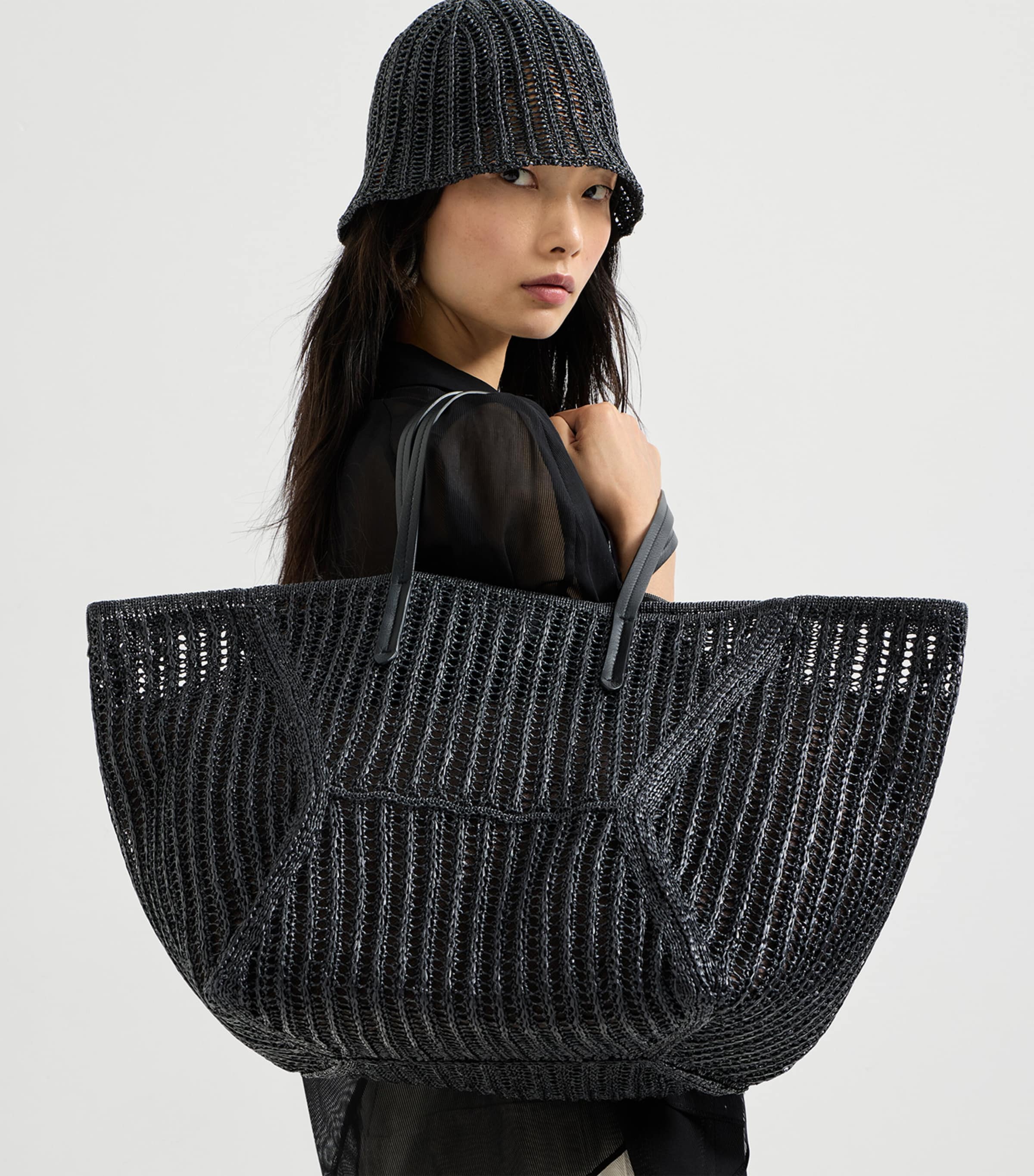 Brunello Cucinelli Techno Raffia Knit BC Duo Tote Bag Image 4