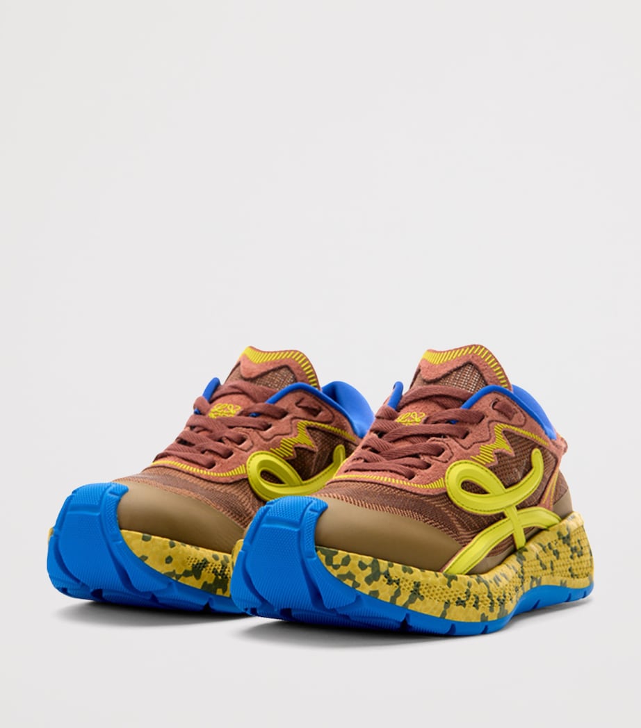 LOEWE Mens Leather Pogo Sneakers Brown/green/khaki Image 2