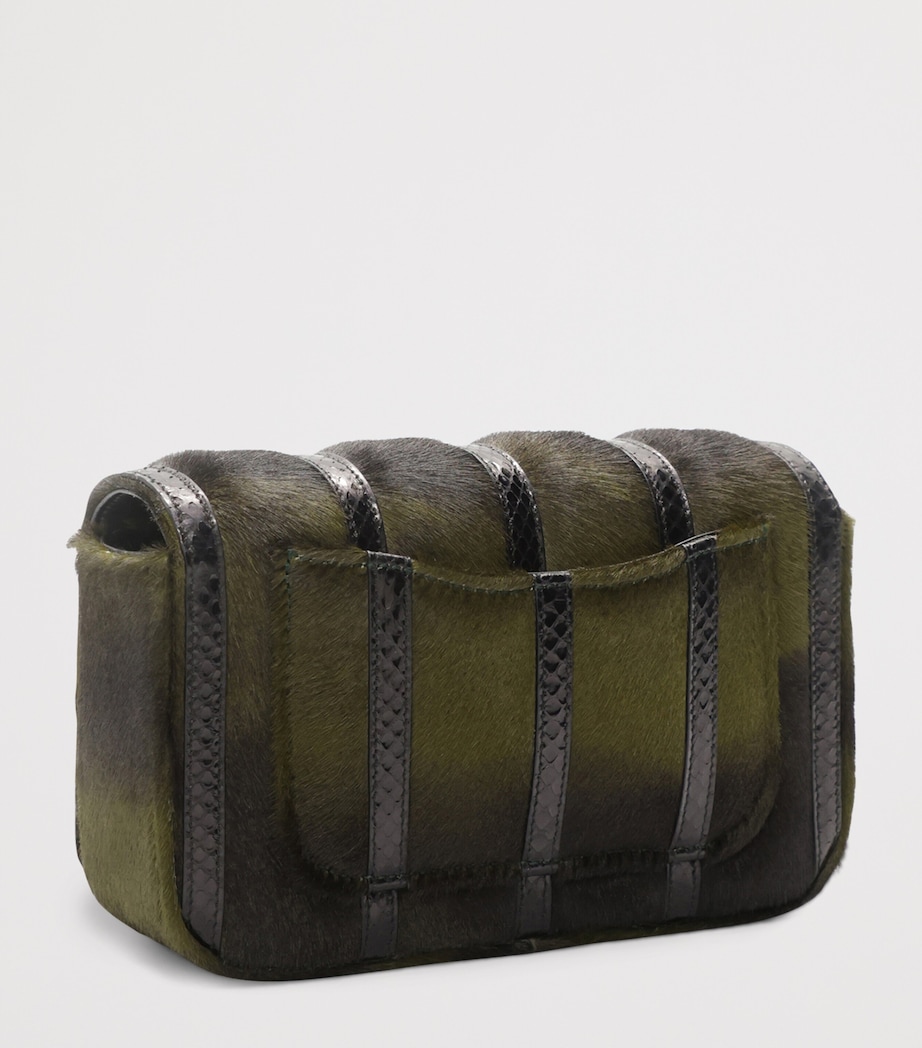 Pony Hair-Snakeskin Schiap Clutch Bag 613 DARK GREEN Image 3