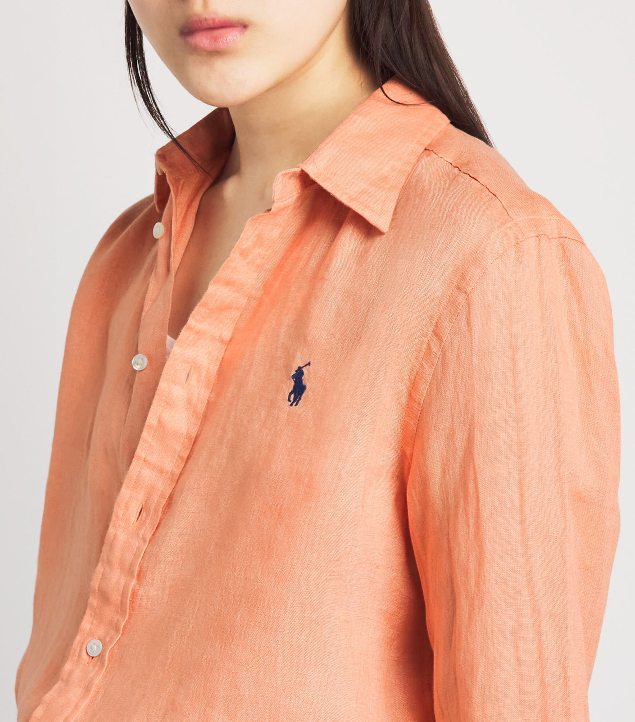 Polo Ralph Lauren Womens Linen Classic Shirt Pastel Coral Image 3