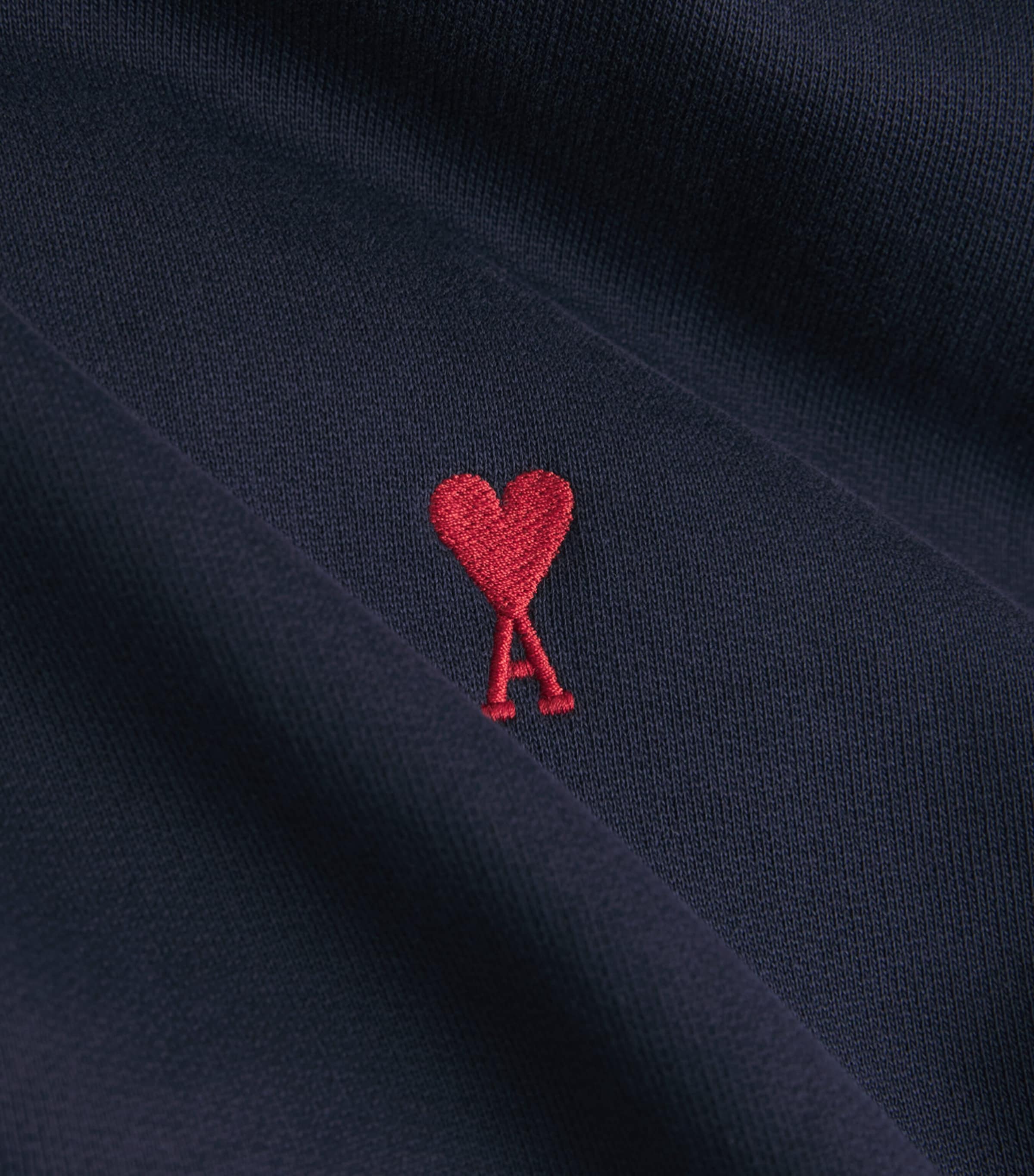 AMI Paris Mens Ami de Coeur Hoodie Bleu Nuit Image 6