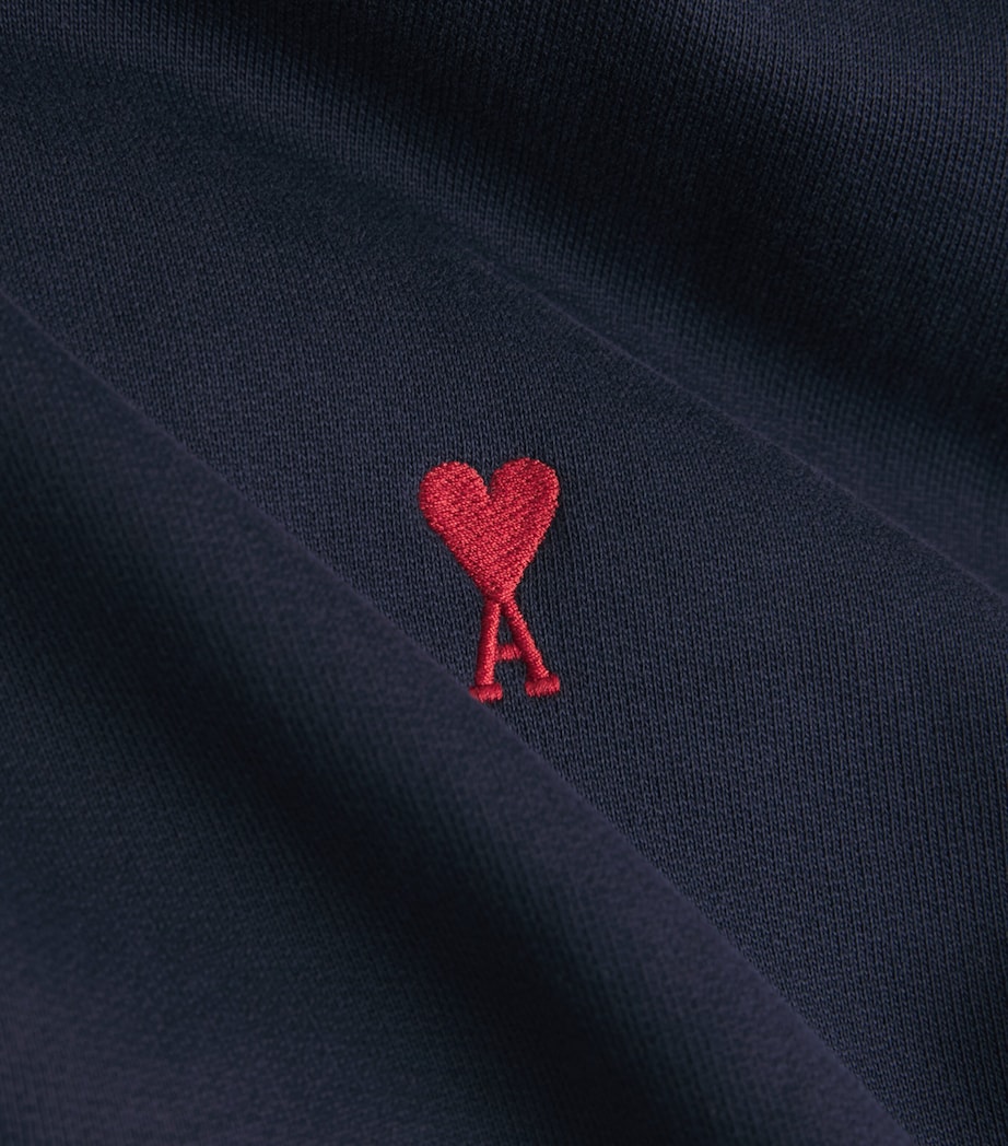 AMI Paris Mens Ami de Coeur Hoodie Bleu Nuit Image 6