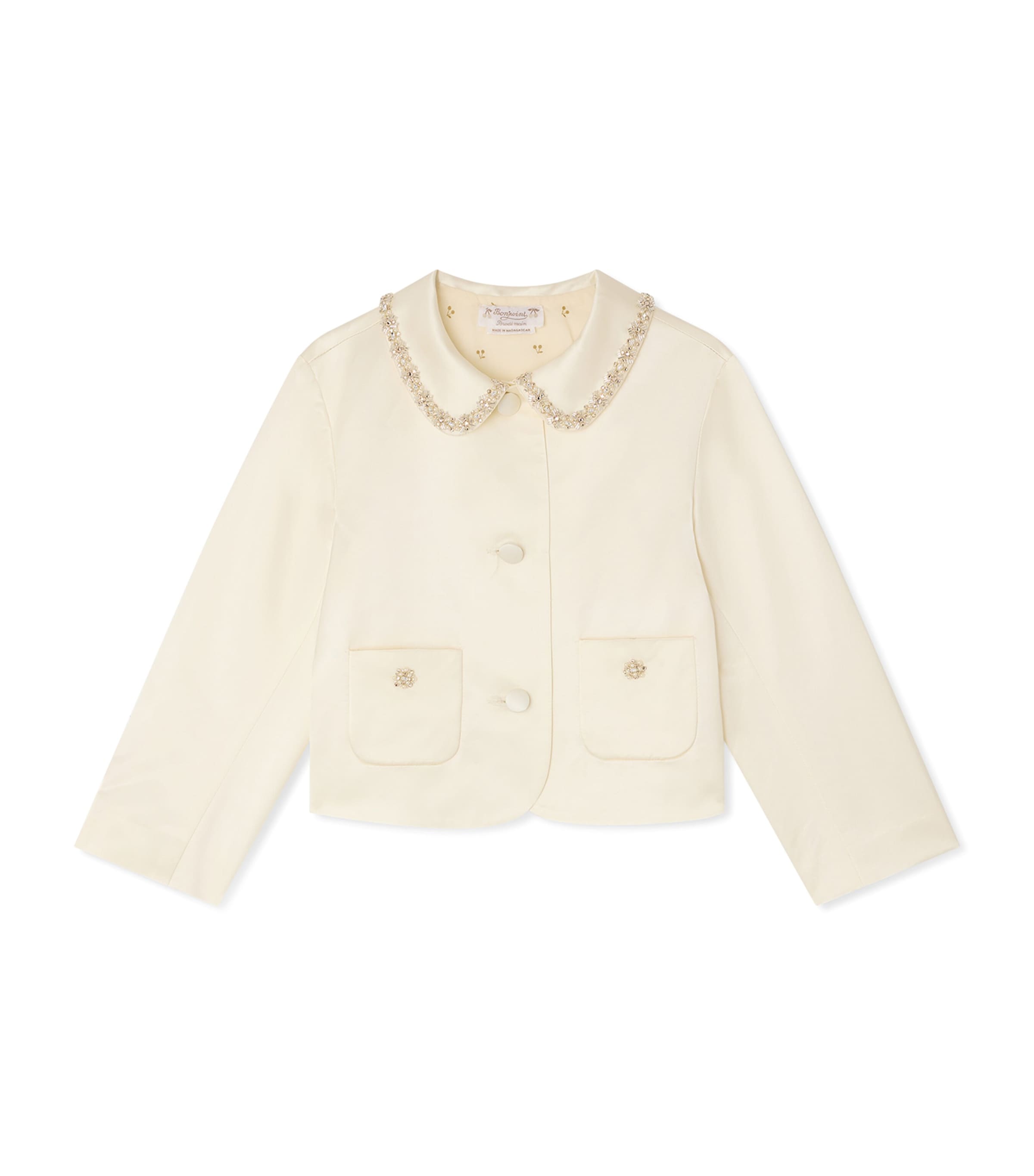 Bonpoint Twill Crystal-Embellished Jacket (10-14 Years) Upb Ivoire Image 1