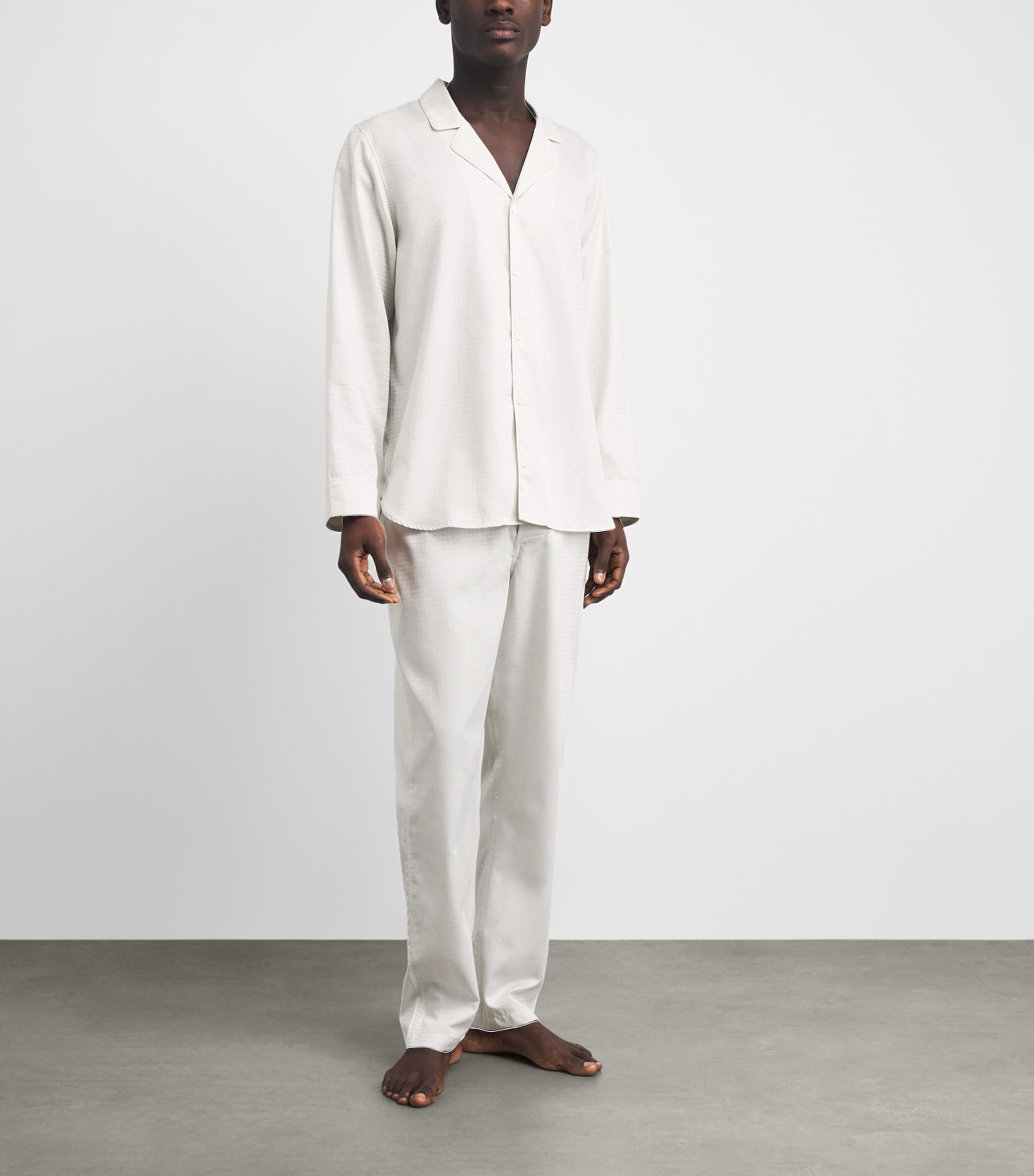 Zimmerli Mens Luxury Jacquard Pyjama Set Sphere Beige Image 2