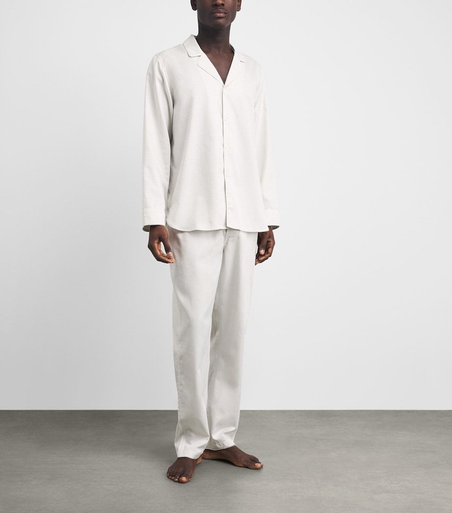 Zimmerli Mens Luxury Jacquard Pyjama Set Sphere Beige Image 2