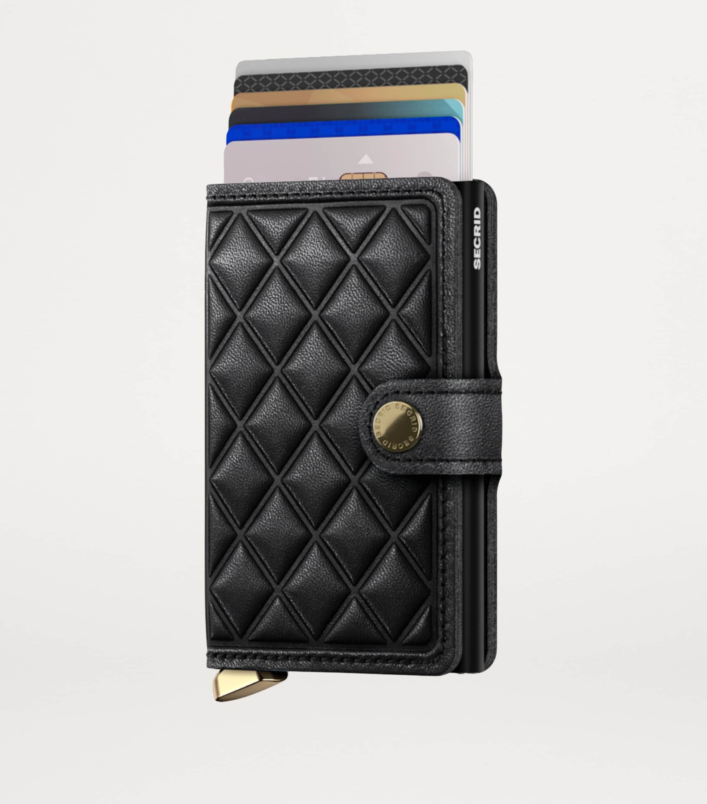 Leather Embossed Diamond Miniwallet BLACK Image 2