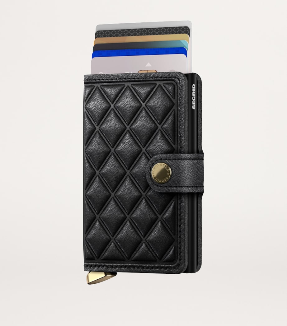 Leather Embossed Diamond Miniwallet BLACK Image 2