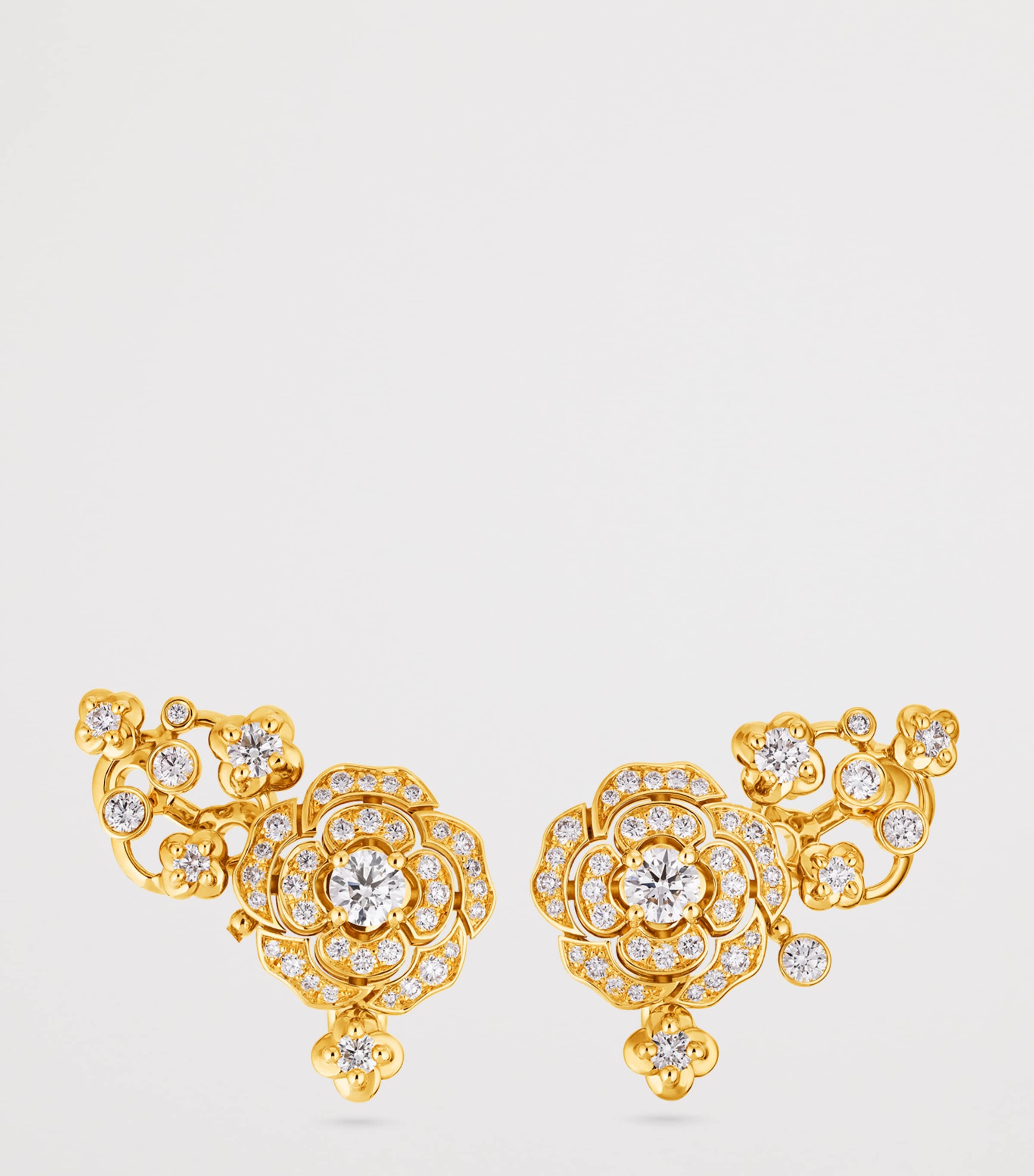 Yellow Gold and Diamonds Bouton de Camélia Crawling Earrings YELLOW Image 3