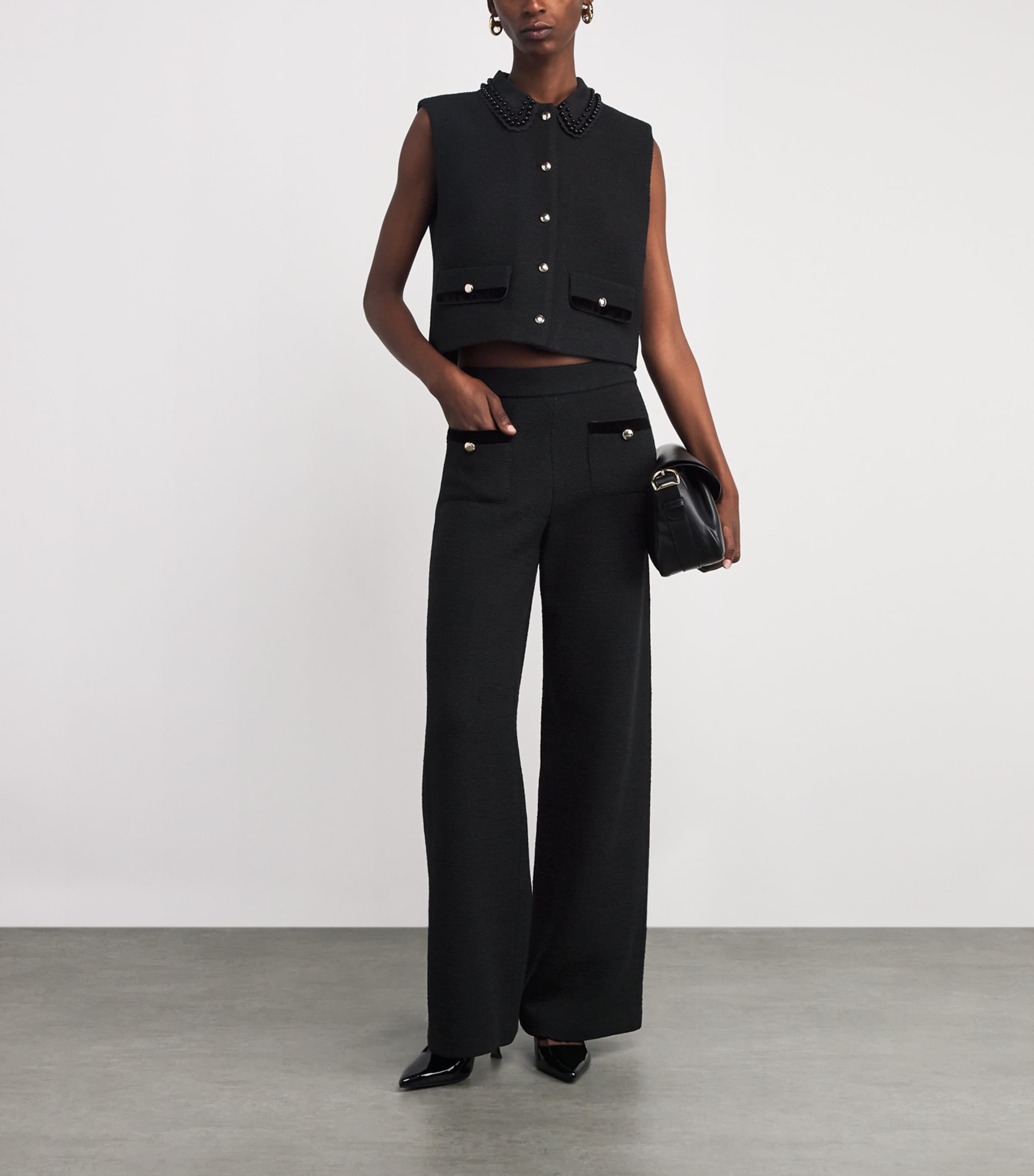 Tweed Sleeveless Shirt BLACK Image 2