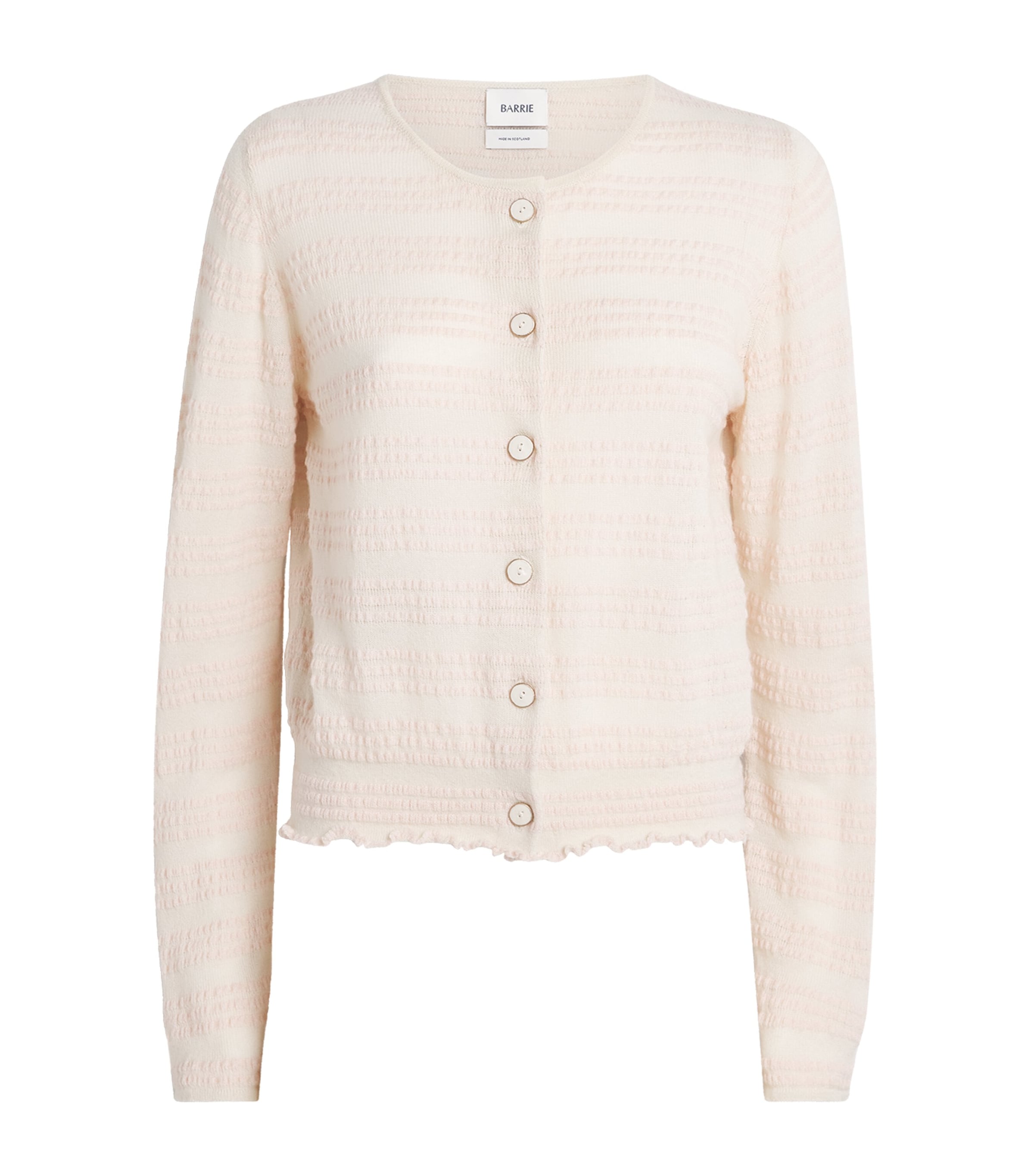 Barrie Womens Cashmere-Cotton Stripe Cardigan Chaty Light Pink Image 1