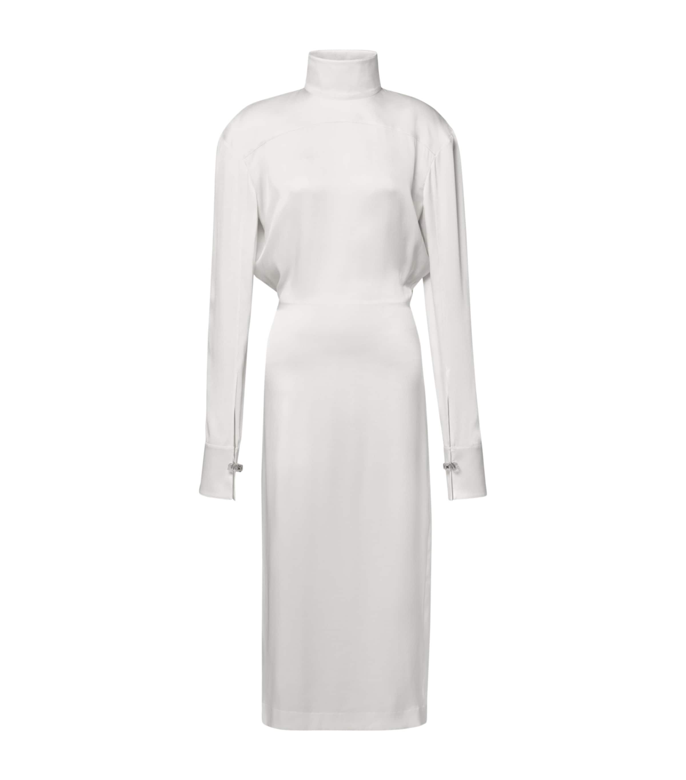 LOUIS VUITTON Womens Silk Open-Back Midi Dress White Image 1