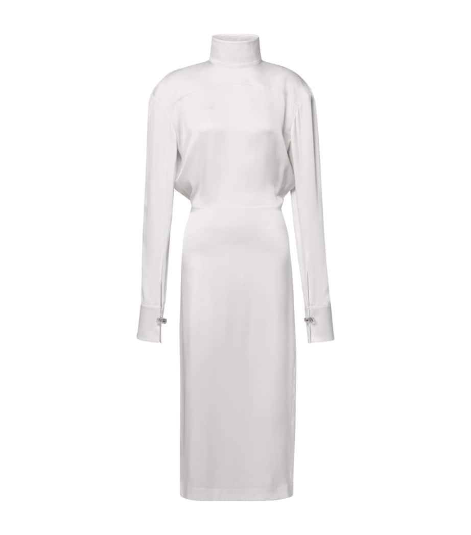 LOUIS VUITTON Womens Silk Open-Back Midi Dress White Image 1