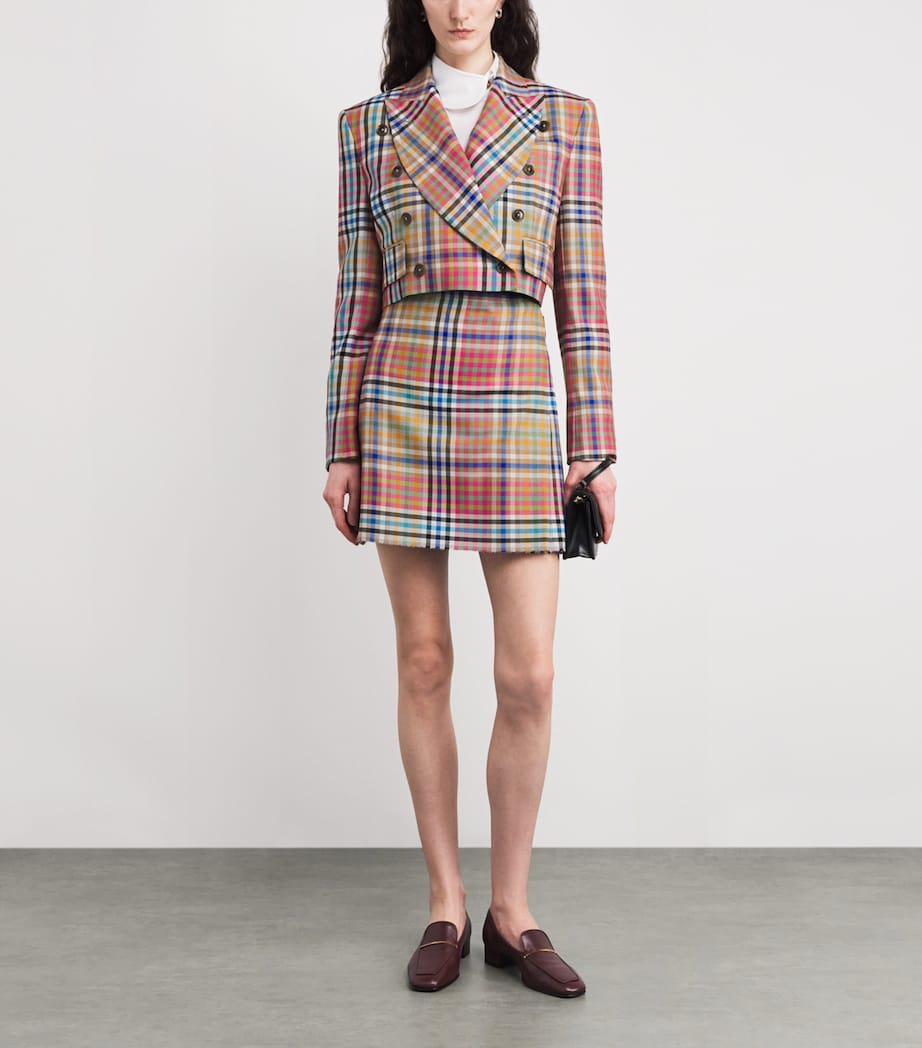 Virgin Wool Check Cropped Blazer MULTI Image 2