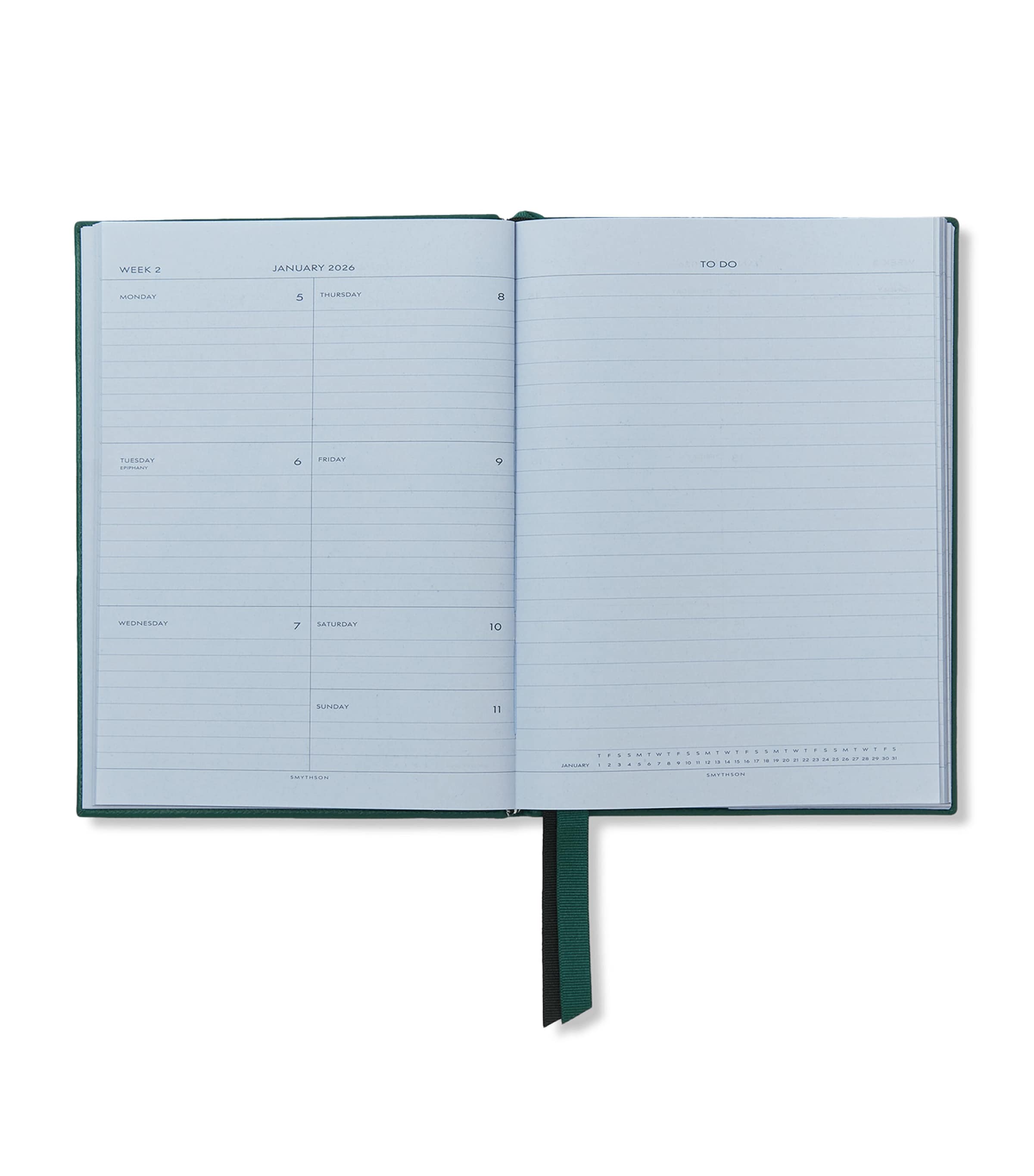 Leather Soho A5 2026 Diary FOREST GREEN Image 2