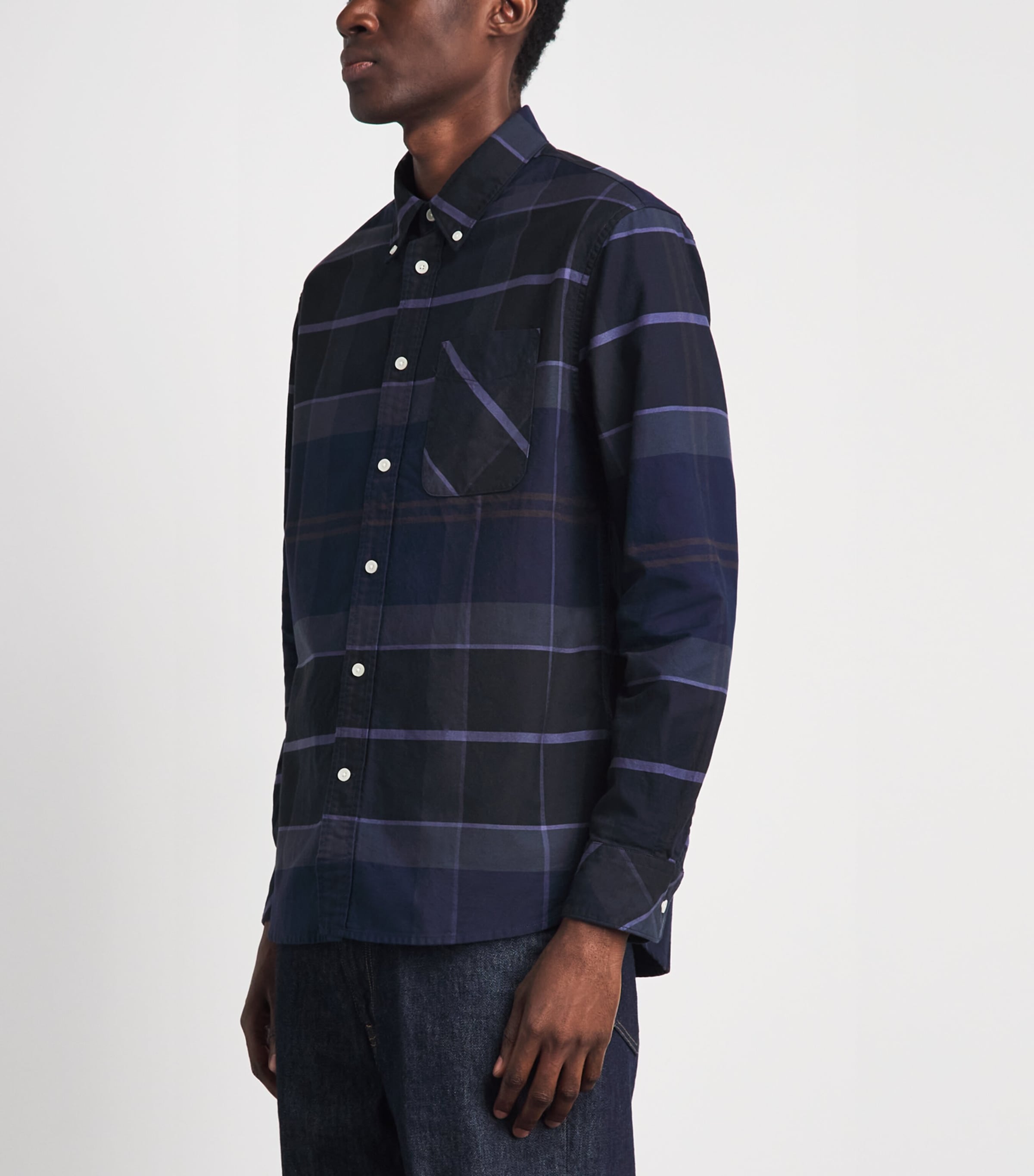 Barbour Mens Cotton Mineral Tartan Dunoon Shirt Midnight Loch Image 4