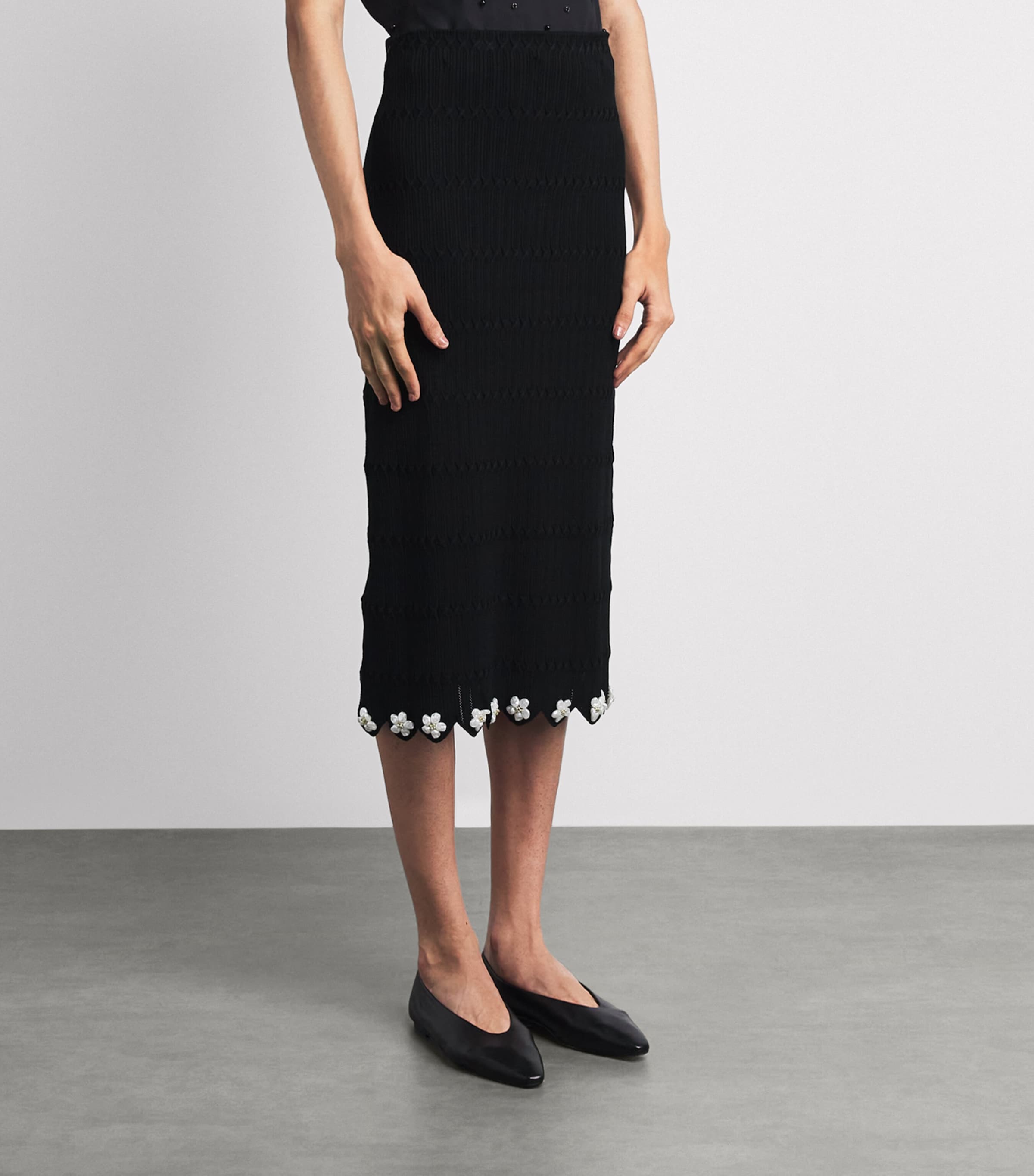 Maje Womens Knitted Embellished Midi Skirt Black Image 4