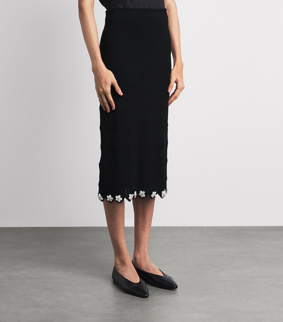 Maje Womens Knitted Embellished Midi Skirt Black Image 4