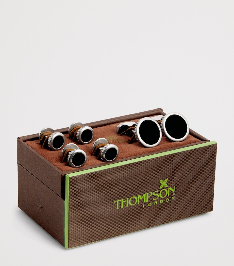 Thompson Black Agate Cufflinks And Studs Set BLACK Image 3