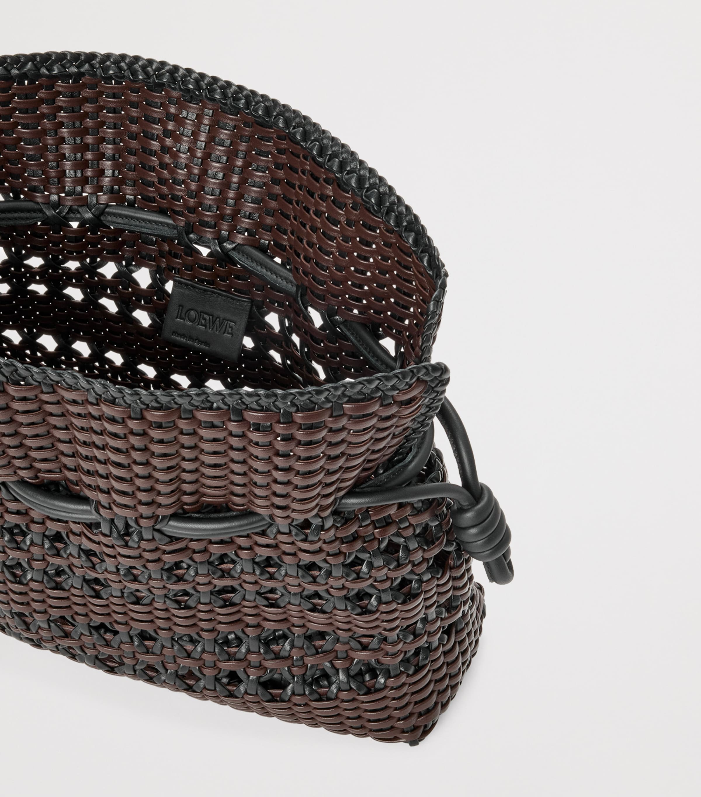 Leather Woven Flamenco Clutch Bag BLACK/BROWN Image 5