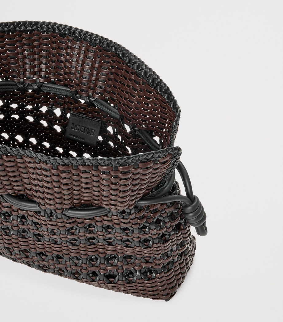 Leather Woven Flamenco Clutch Bag BLACK/BROWN Image 5