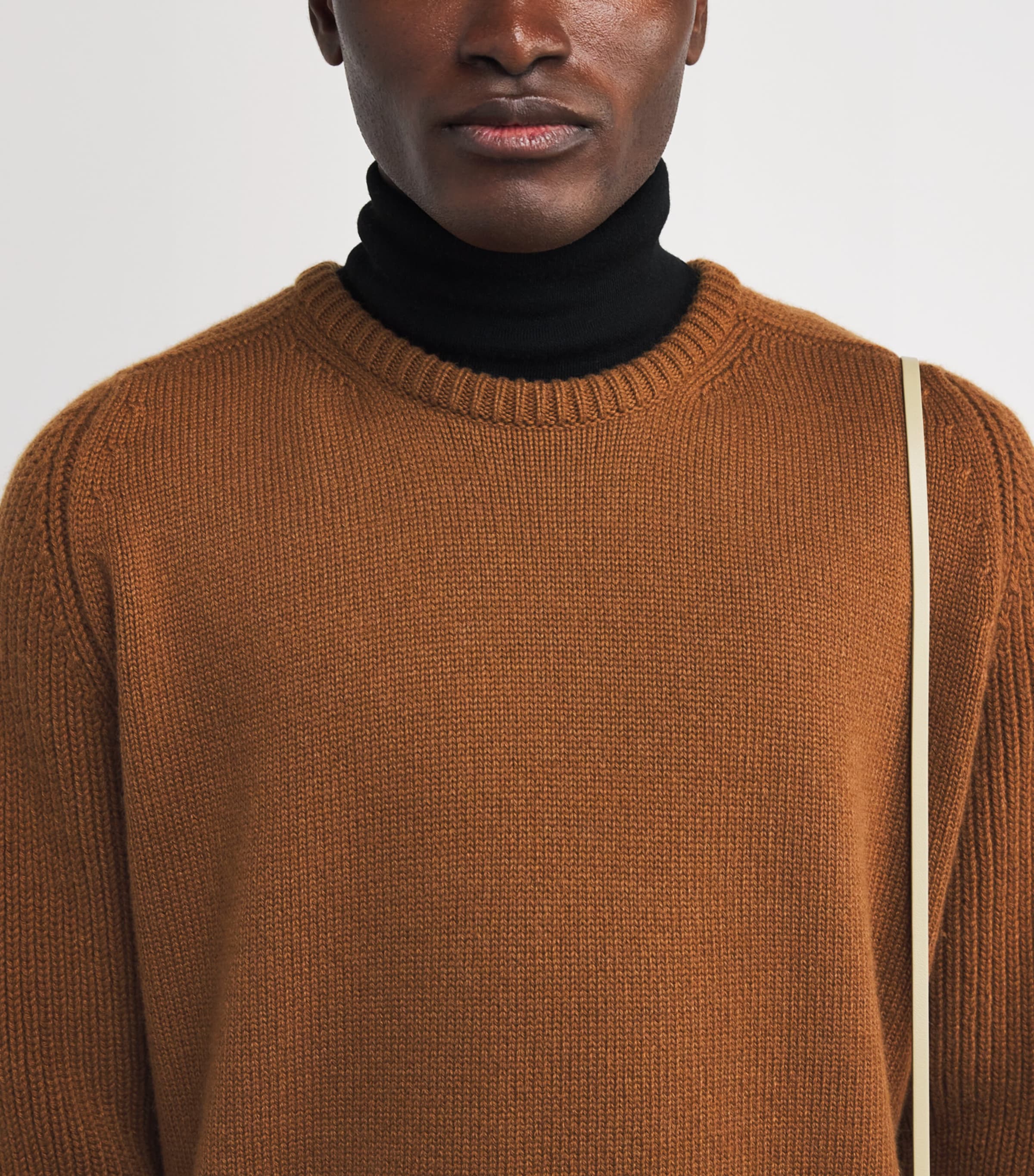 Cashmere Ribbed-Sleeve Sweater SB4620 DARK CAMEL Image 6
