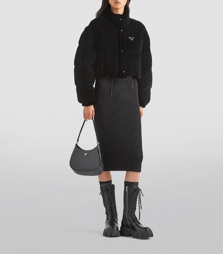 Prada Womens Velvet Convertible Down Jacket Image 2
