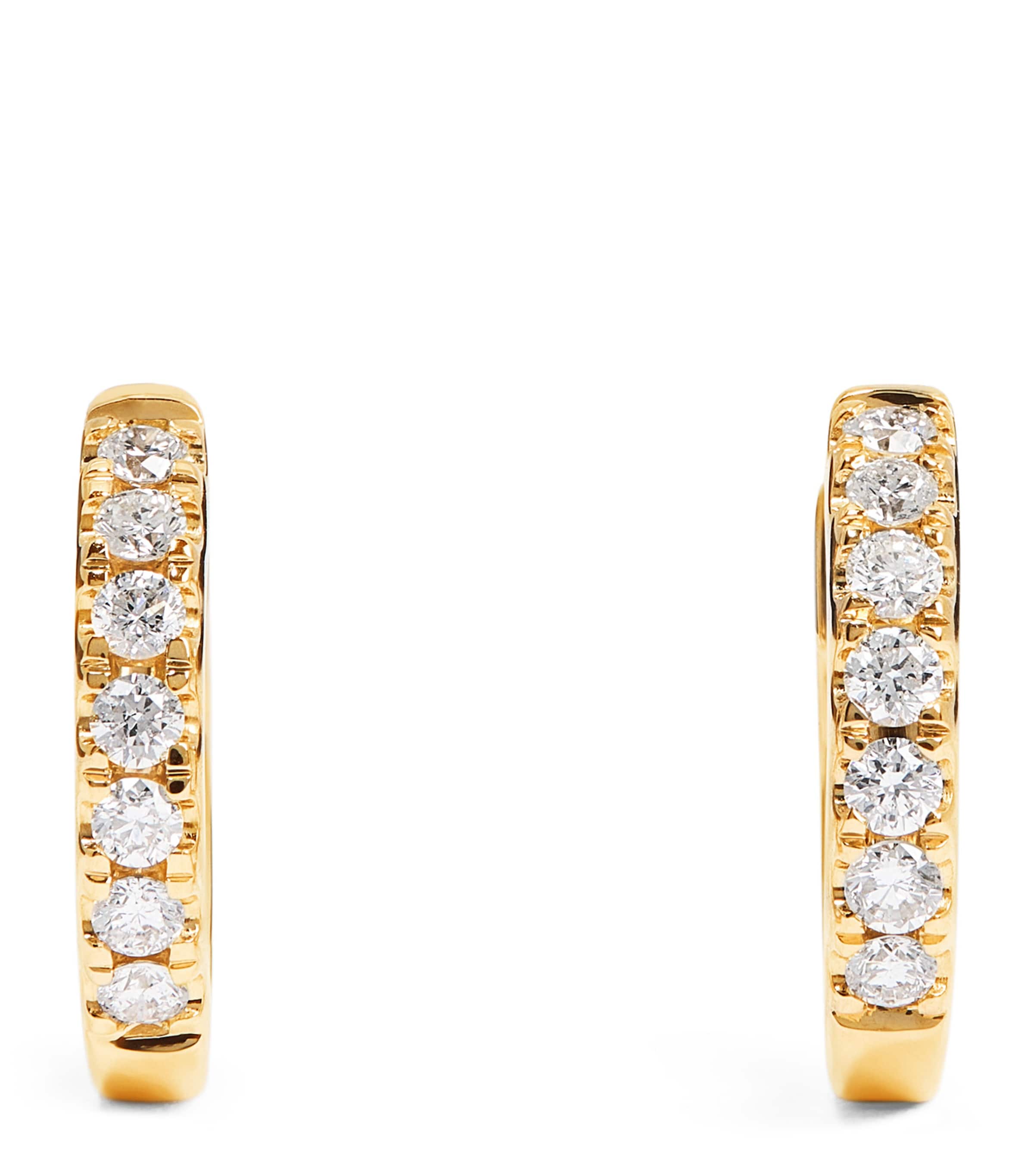 Harrods Yellow Gold And Diamond Huggie Earrings In Gold