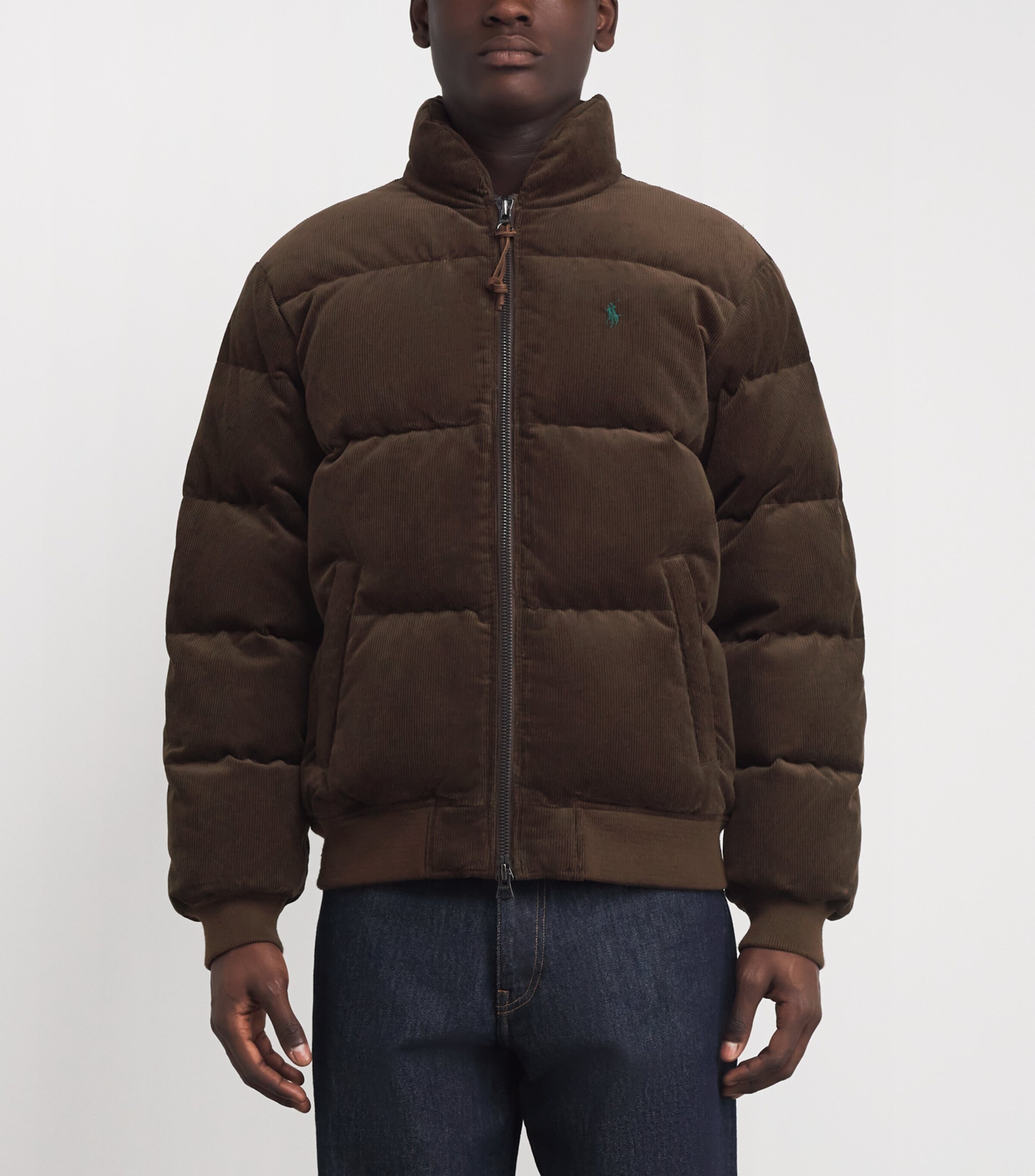 Polo Ralph Lauren Mens Cotton Corduroy Puffer Jacket Dark Brown Image 3