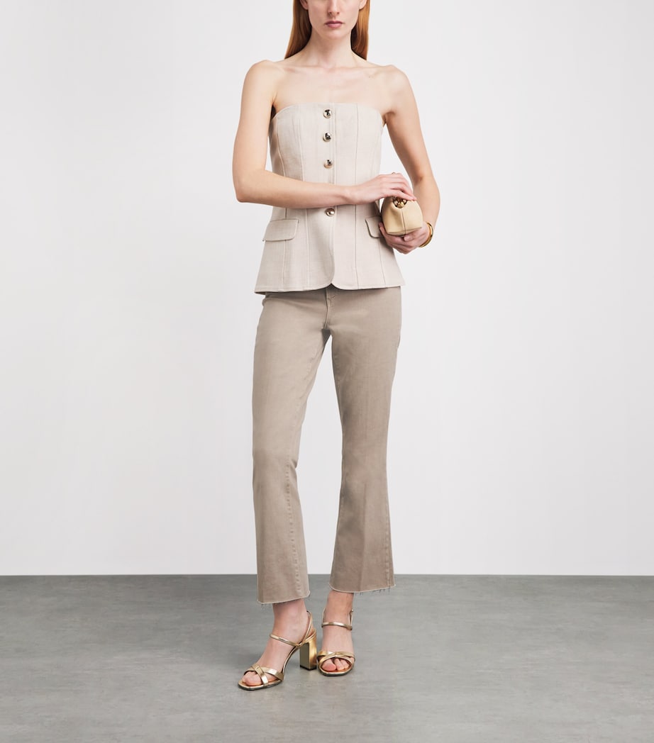 L'Agence Womens Kendra Flared Cropped Jeans Biscuit Image 2