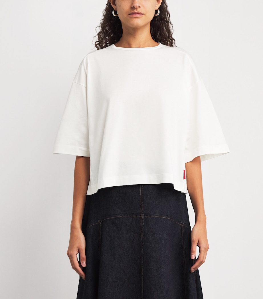Cotton Cropped T-Shirt WOOL WHITE Image 3