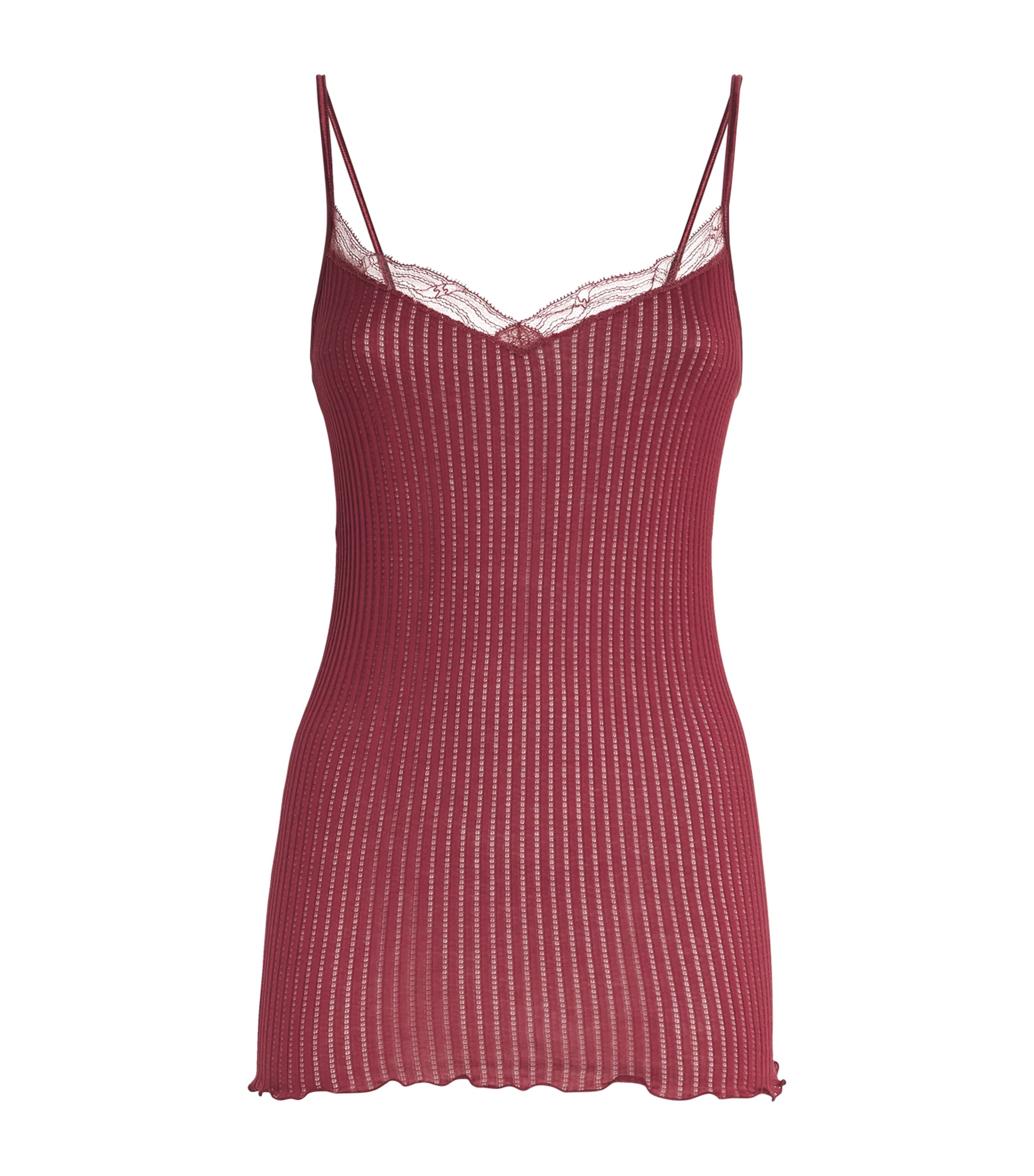 Zimmerli Ribbed Spaghetti Strap Top In Red