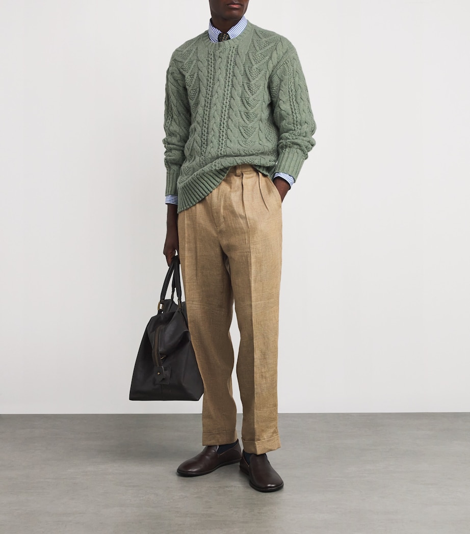 Cotton-Blend Fisherman’s Sweater GREEN Image 2