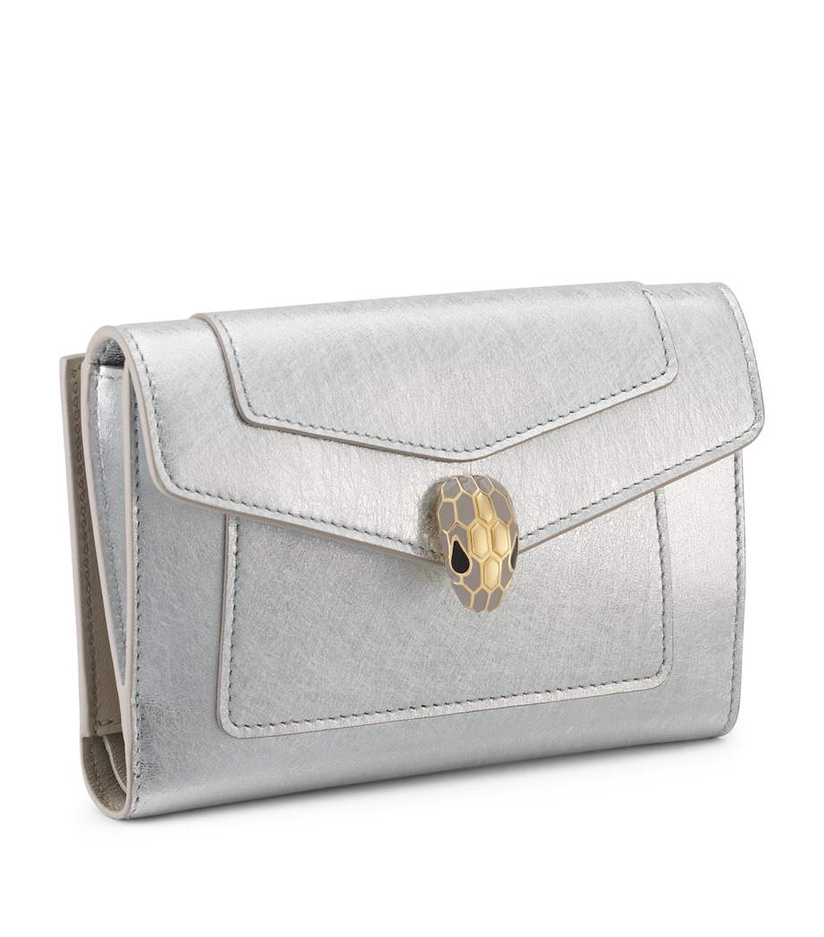 Bvlgari Metallic Leather Serpenti Forever Wallet Silver Image 1
