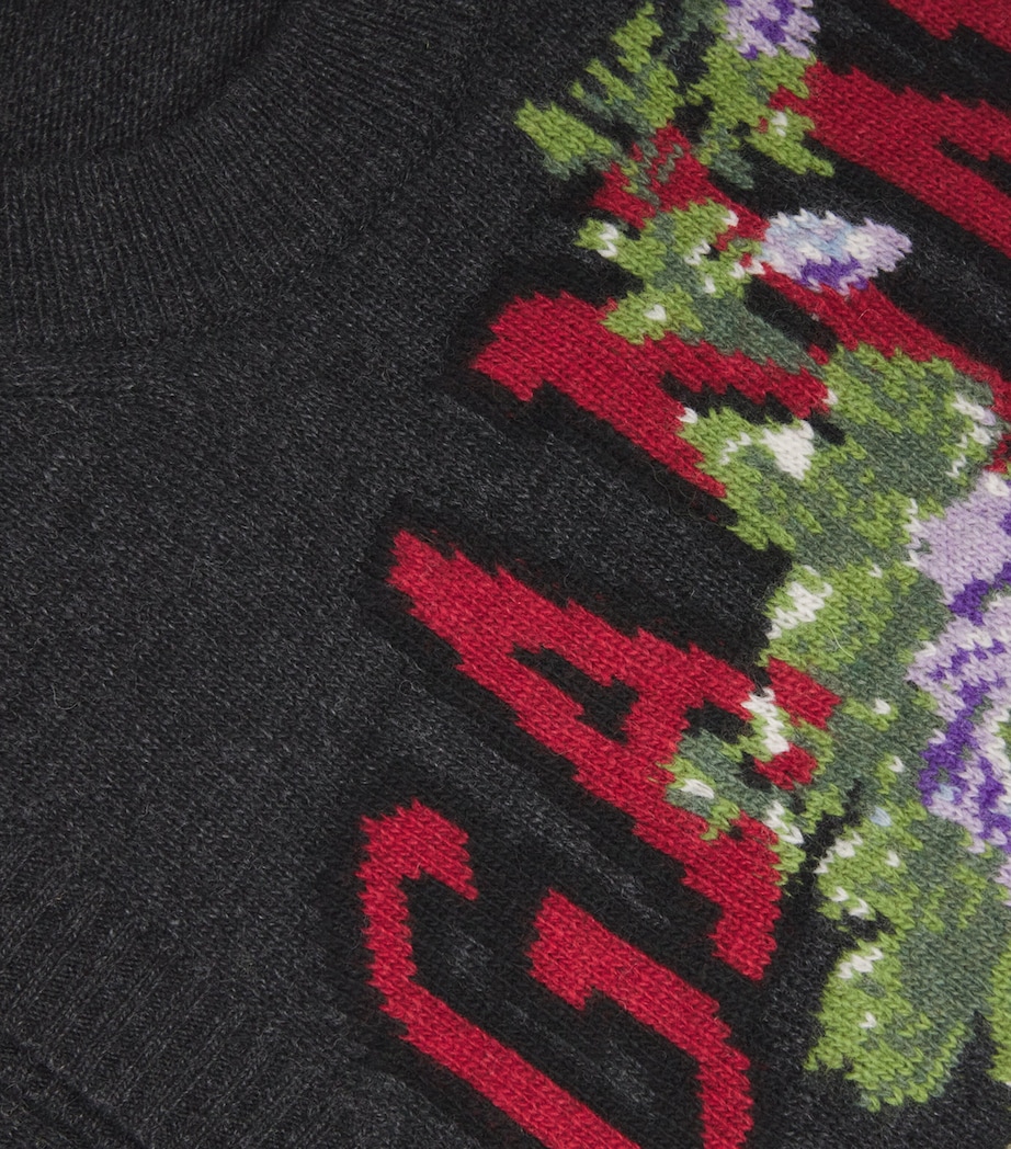 Wool Jacquard Flowers Sweater Vest 252 PHANTOM Image 5