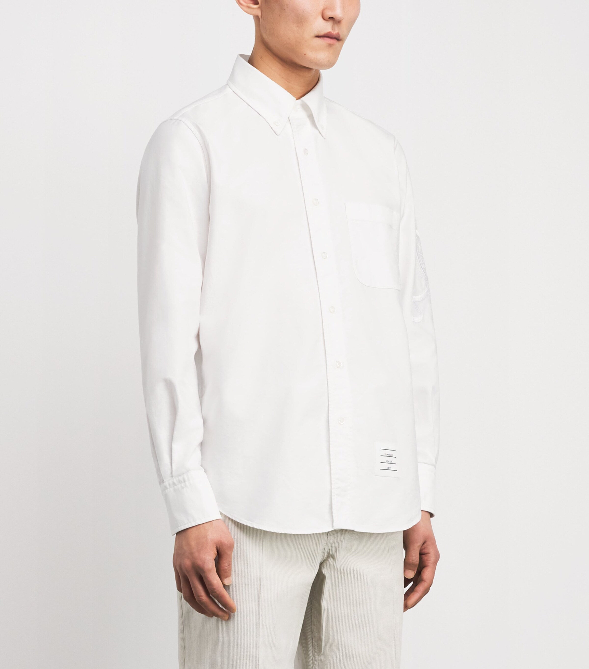 Thom Browne Mens Cotton Hector Embroidered Shirt White Image 4