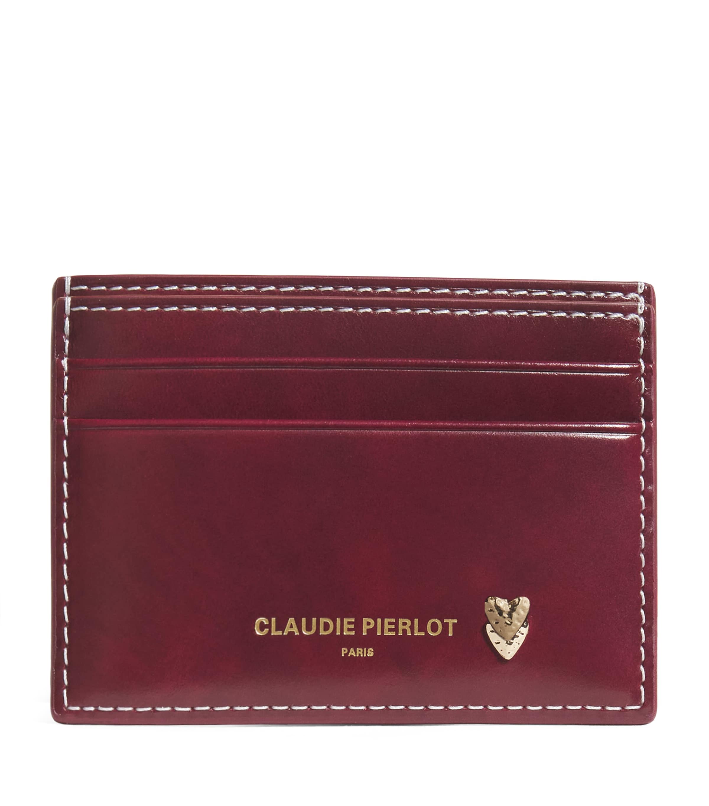 Claudie Pierlot Calfskin Card Holder In Red
