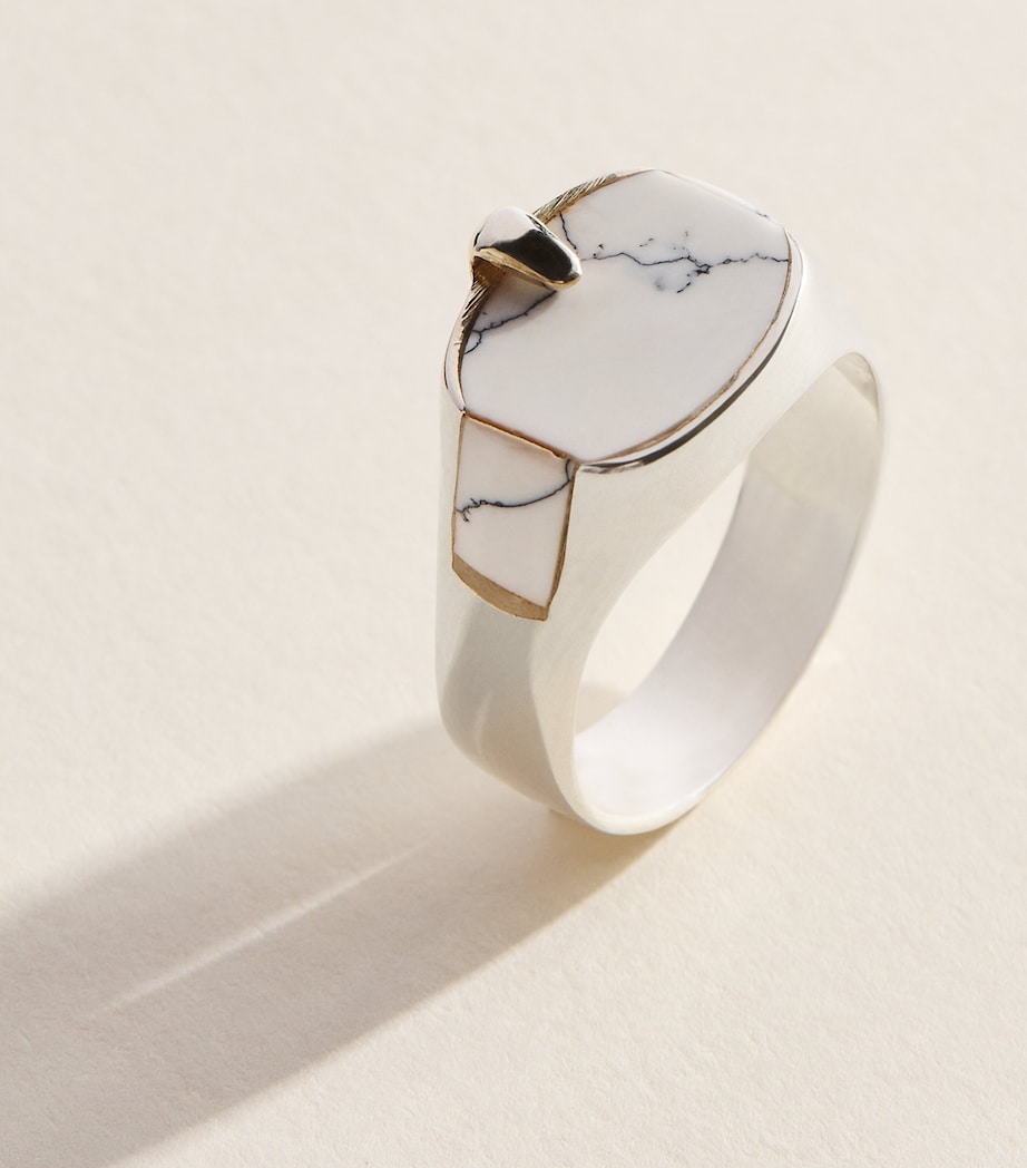FYR Sterling Silver and Howlite Signet Ring Silver Image 5