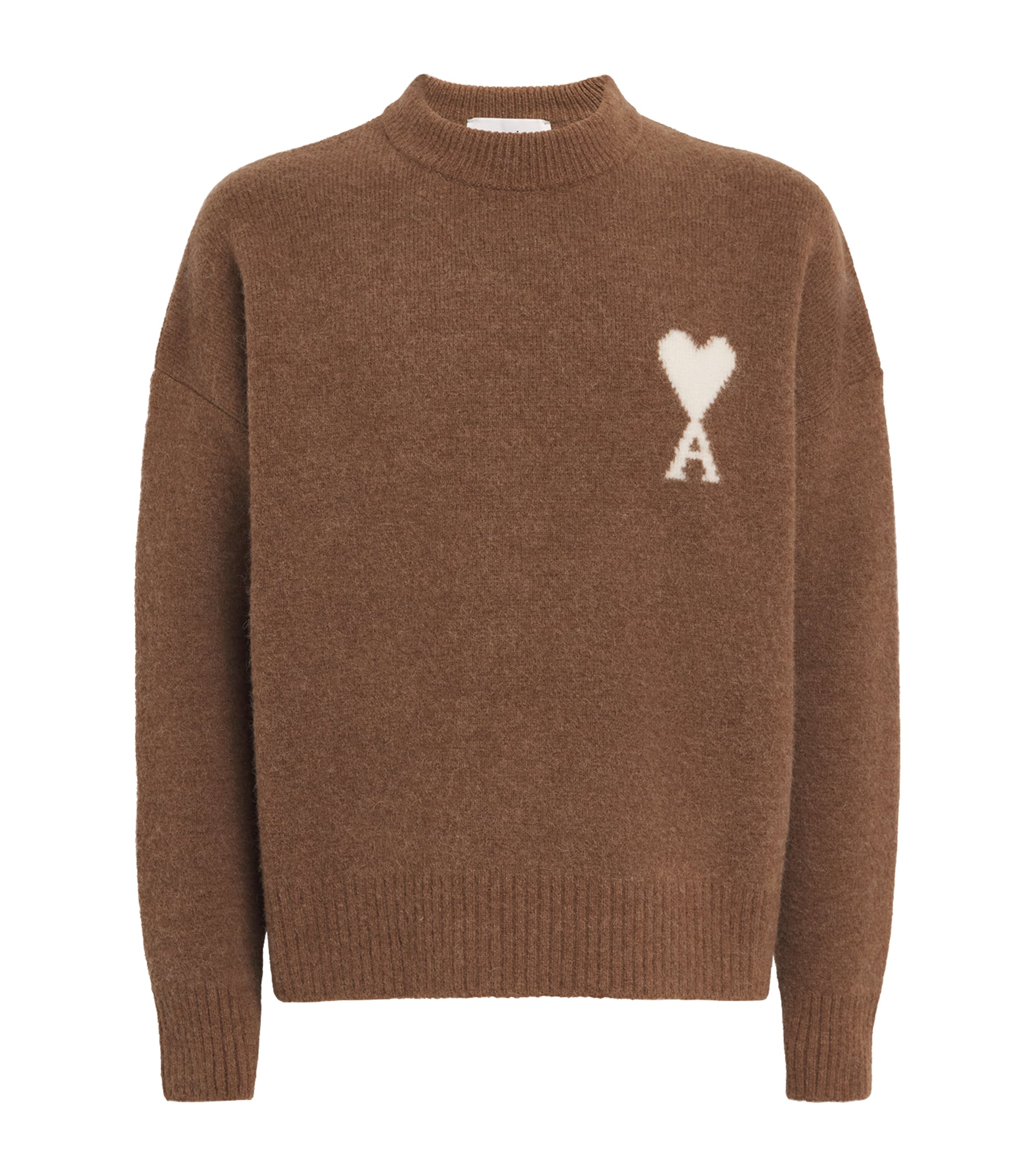 Ami Alexandre Mattiussi Brown Alpaca Ami De Coeur Crewneck Sweater Brown In Brown