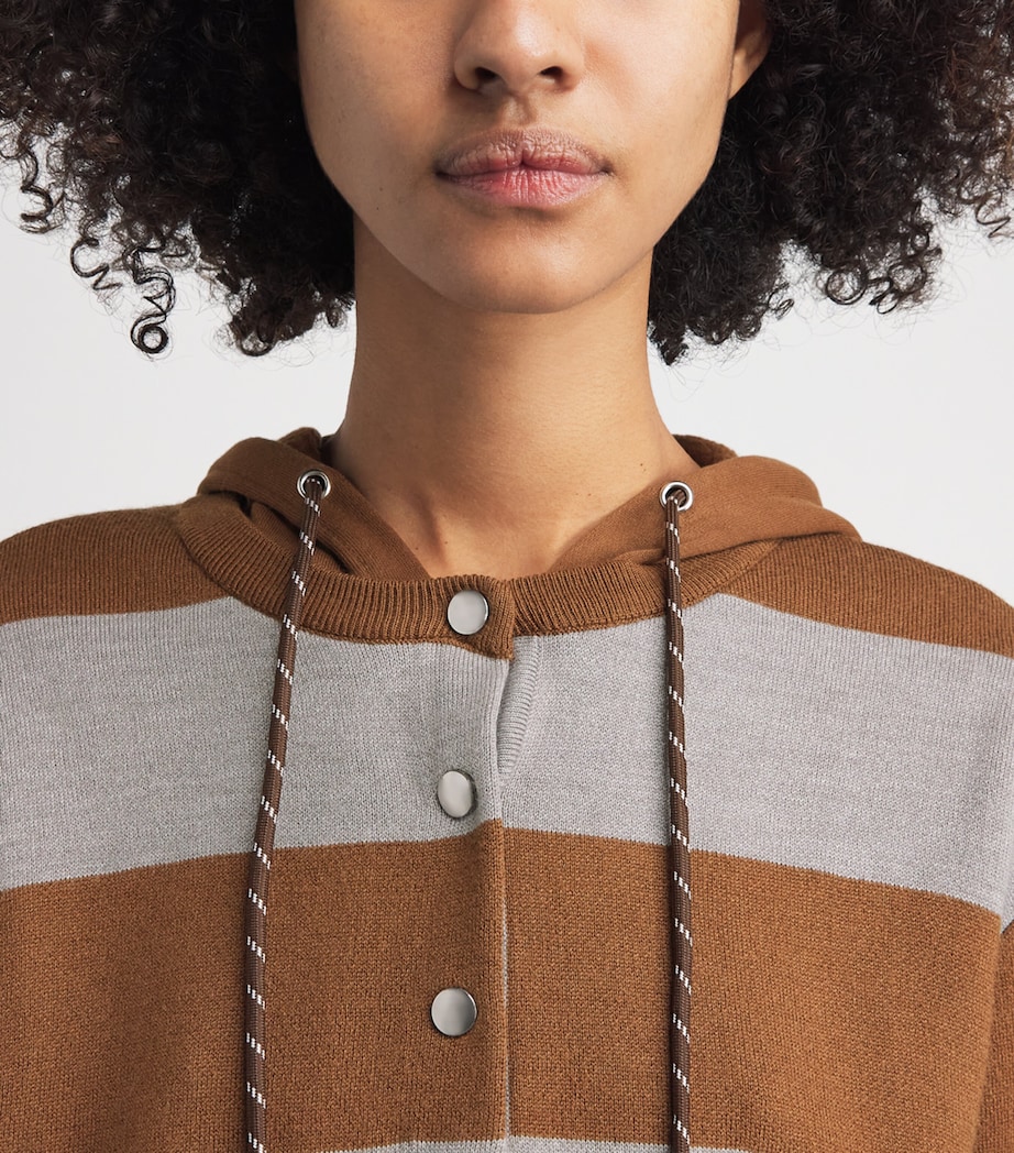 Claudie Pierlot Womens Stripe Button-Up Hoodie Multicolored Image 3