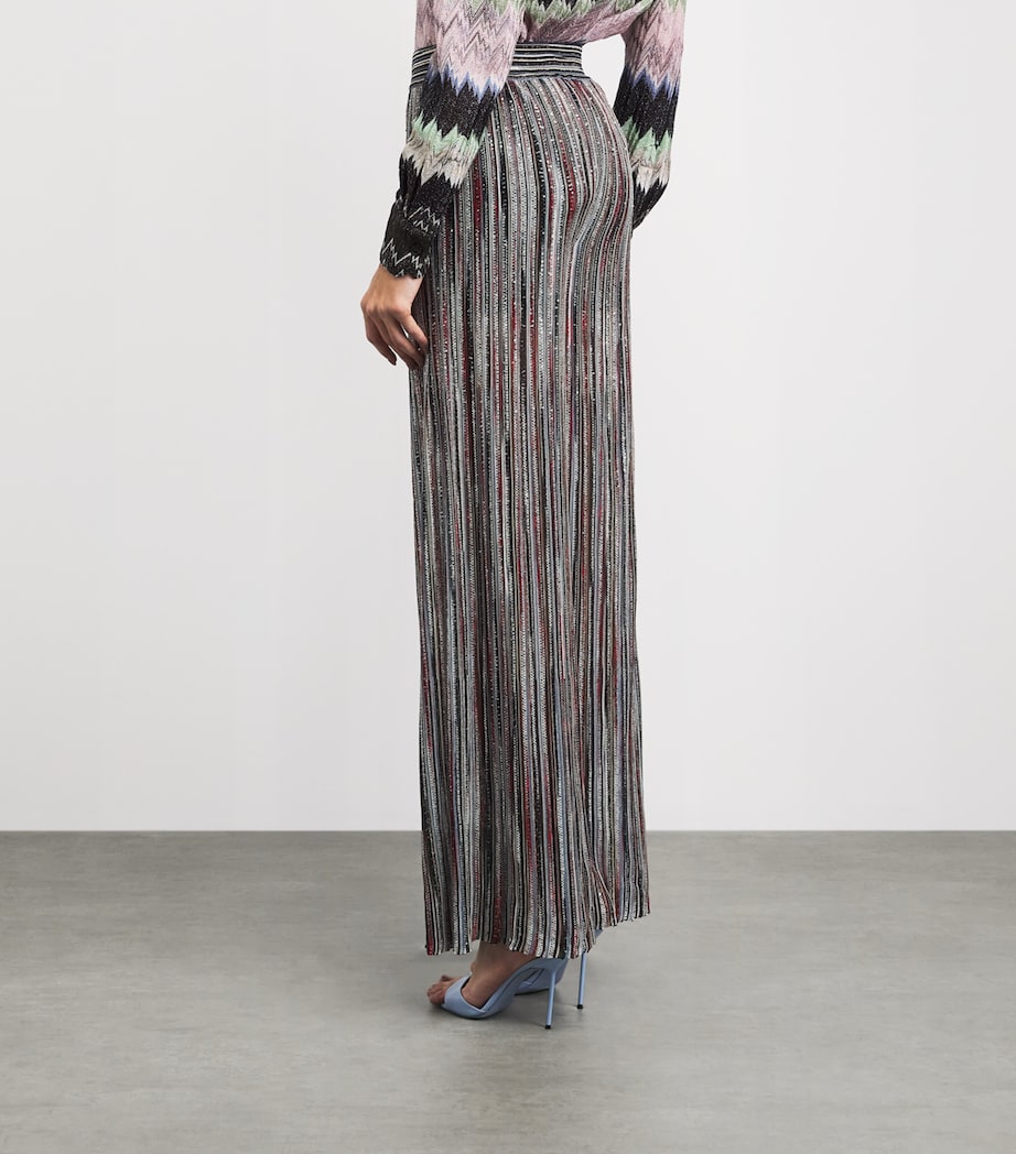 Missoni Womens Knitted Sequin Stripe Trousers Smsmb Drk W Red /blu Image 5