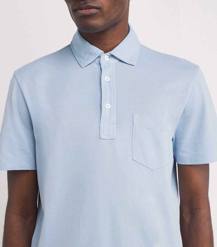 Ralph Lauren Purple Label Mens Cotton Polo Shirt Chambray Blue Image 6