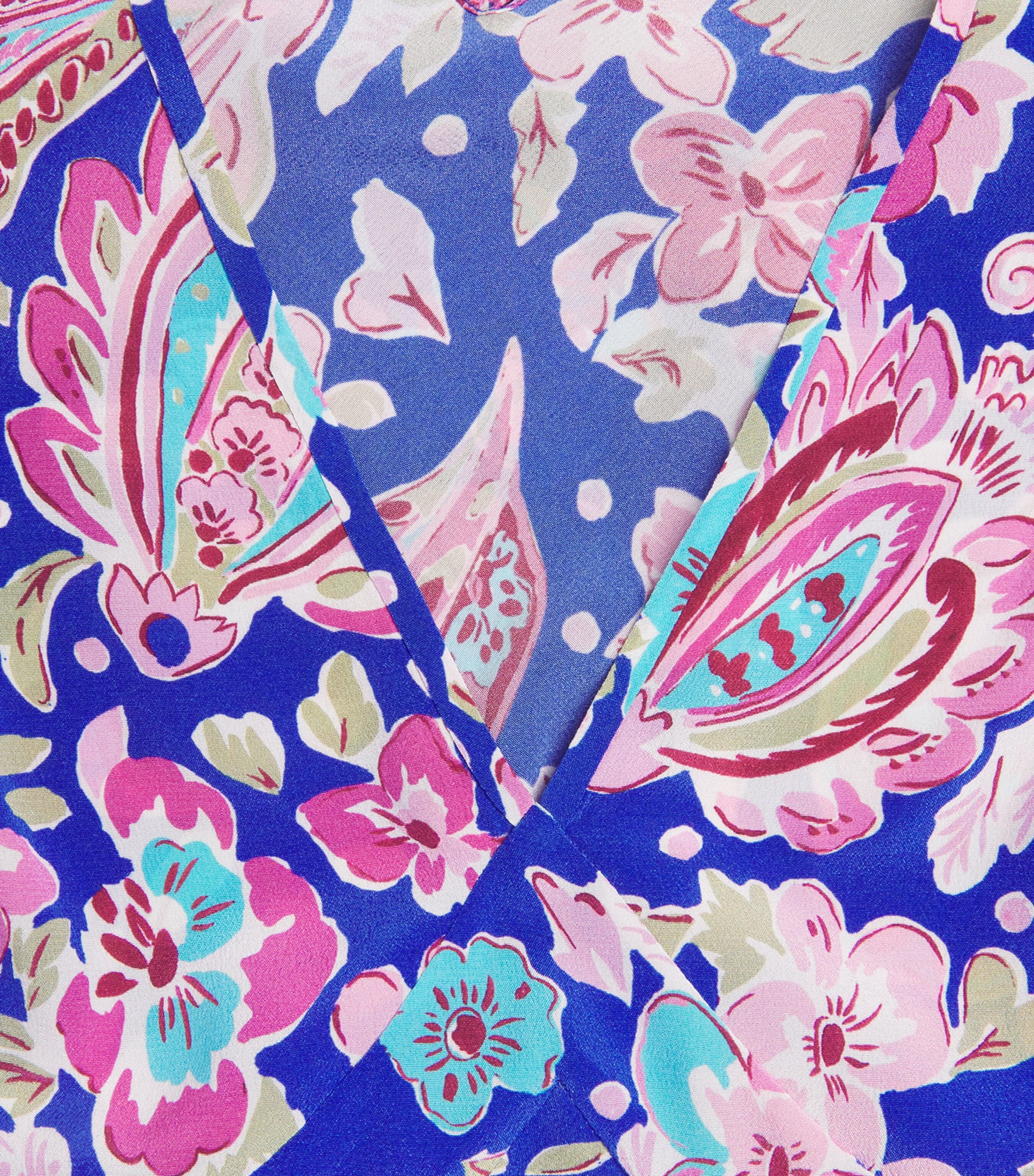 Rixo Womens Silk Floral Lania Blouse Cara Floral Blue Image 6