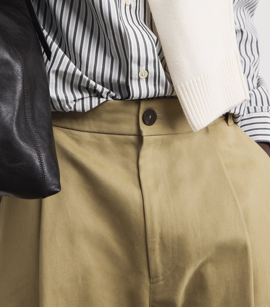 Cotton Pleated Sorte Trousers TAN Image 6