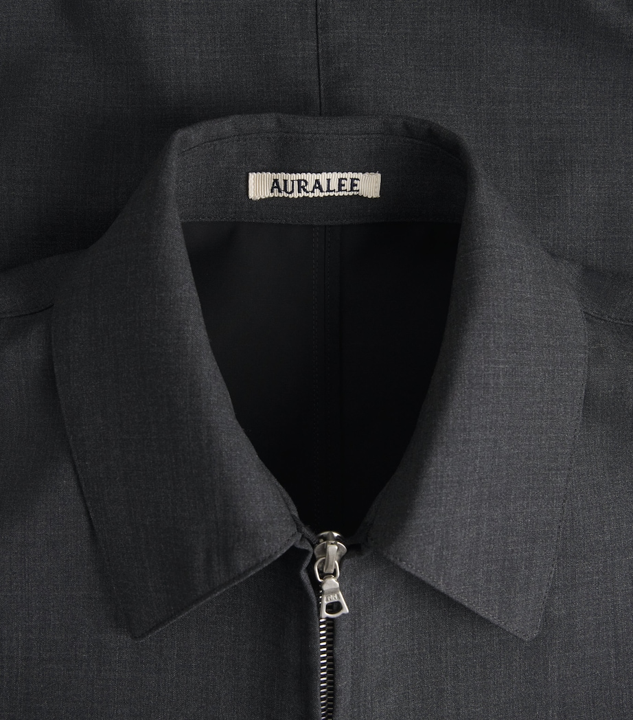 Auralee Mens Wool Bomber Jacket Top Charcoal Image 6