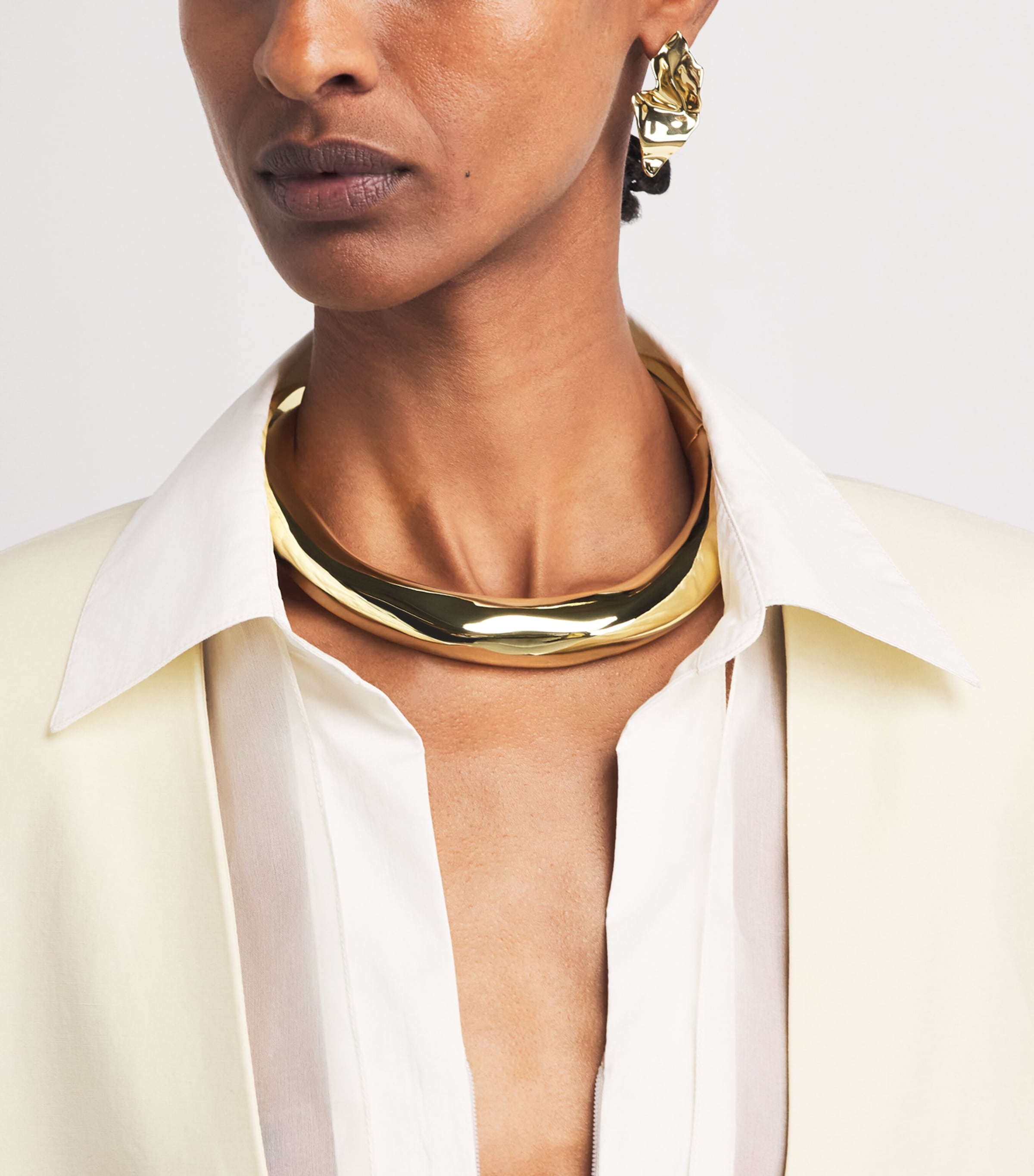 Alexis Bittar Small Gold-Plated Hinge Collar Necklace No Stones Gold Image 4